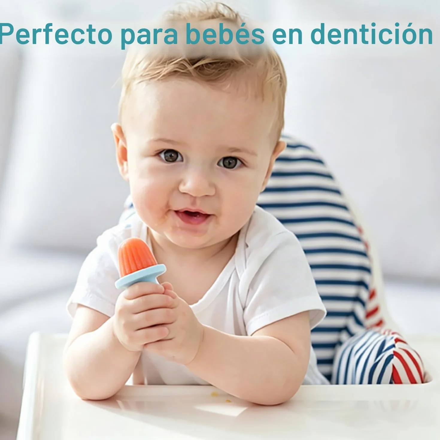 Molde Helado para Bebé, 6X 17ml Mini Moldes Helados con Palos Dentición, Silicona Libre de BPA