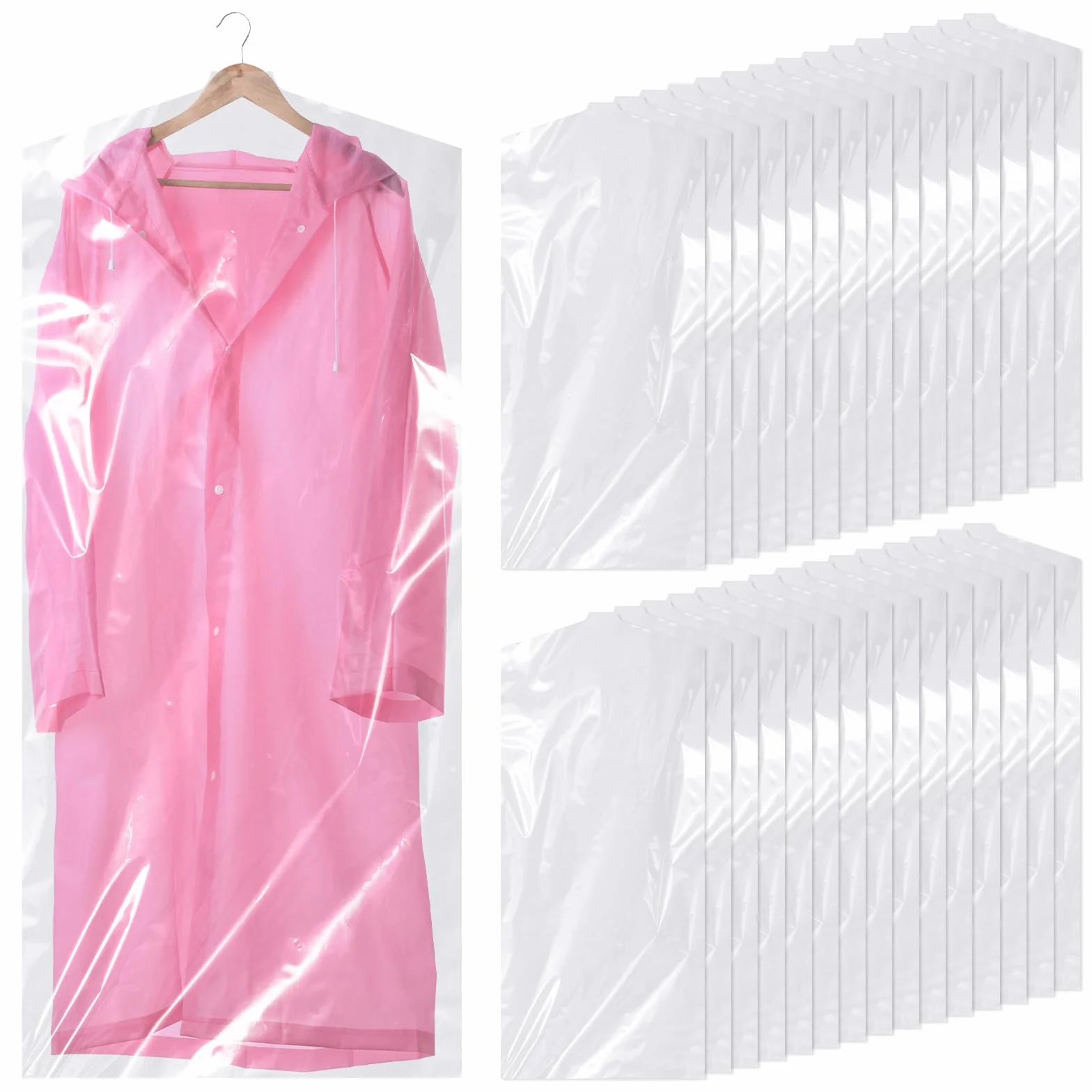 Funda Ropa Armario Plástico 60x140cm 30 Piezas Antipolvo