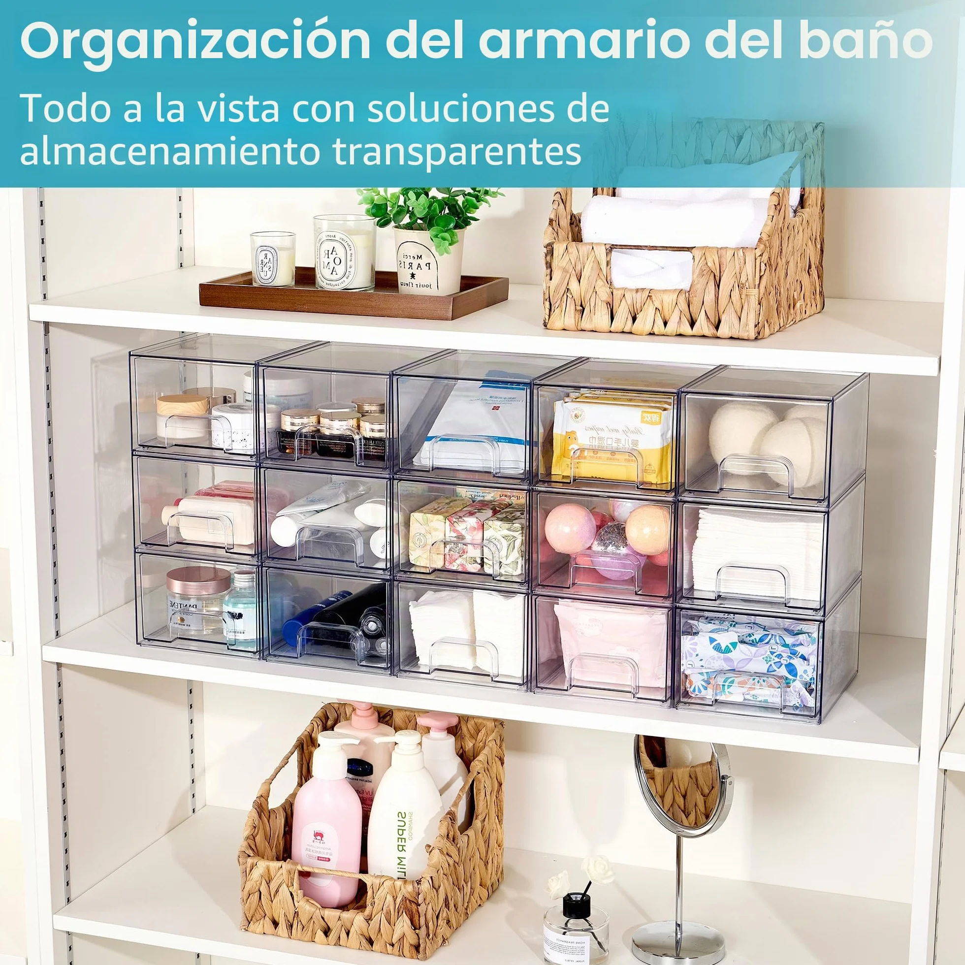 Vtopmart Cajones Apilables de Almacenamiento de Maquillaje, Organizadores de Baño de Acrílico