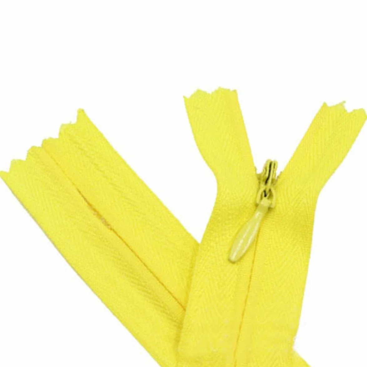 100pcs 15cm 20cm 35cm 45cm 50cm 60cm 65cm Cremalleras invisibles Nylon Bobina Cremallera Sastre para accesorios de tela de costura artesanal-110 Amarillo claro, la longitud total es de 45cm