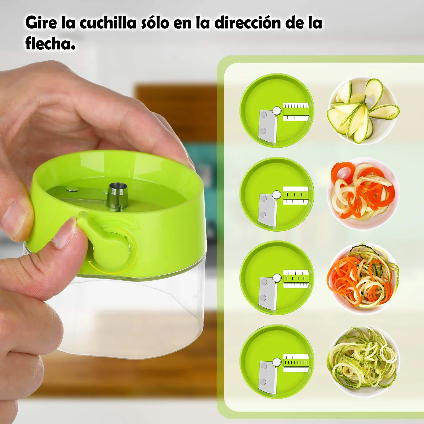 4 Piezas Espiralizador de Verduras Espiralizador Manual Espaguetis Calabacin Maquina, Cortador de Calabacin en Espaguetis, Espiralizador de Vegetales Adecuado para Zanahorias, Pepinos