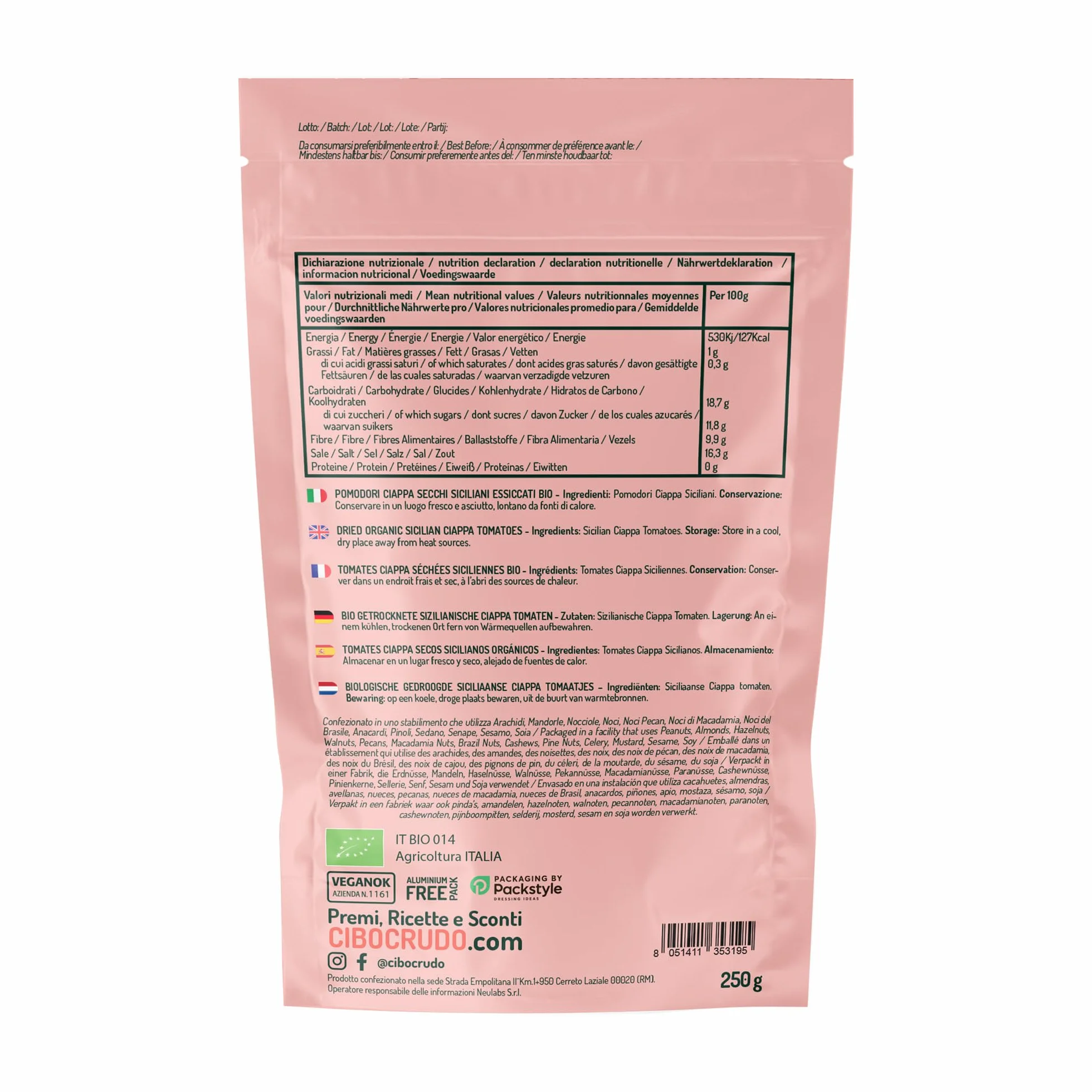 Tomate Seco Italiano Bio 250g Tomates Secos al Sol