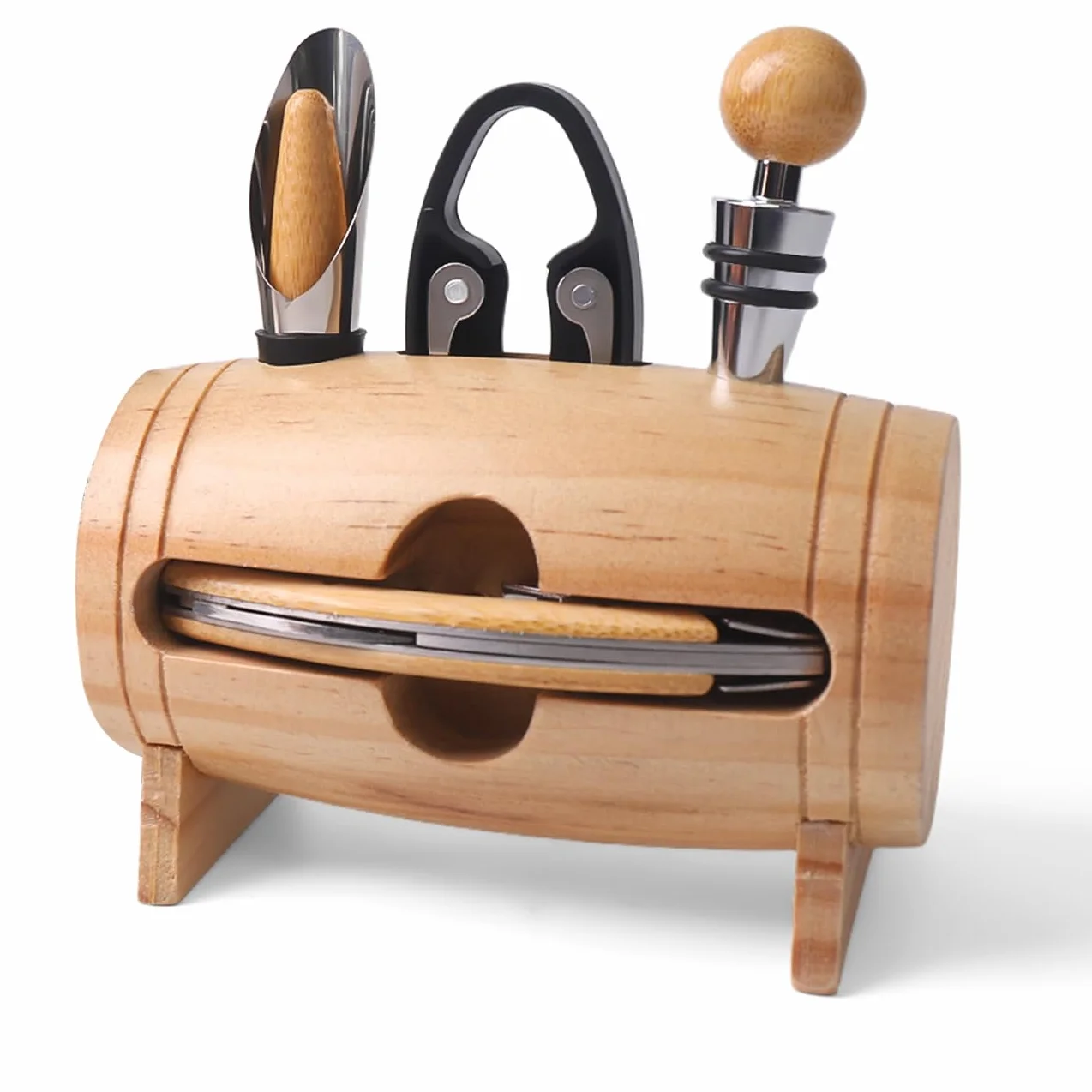 Juego de Sacacorchos Abridor de Vino con Accesorios para Sumiller Barril 01