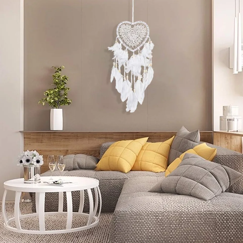 Atrapador de sueños Pluma, Colgante de Pared de Pluma, atrapasueños, Hecho a Mano, diseño de atrapasueños, Color Blanco
