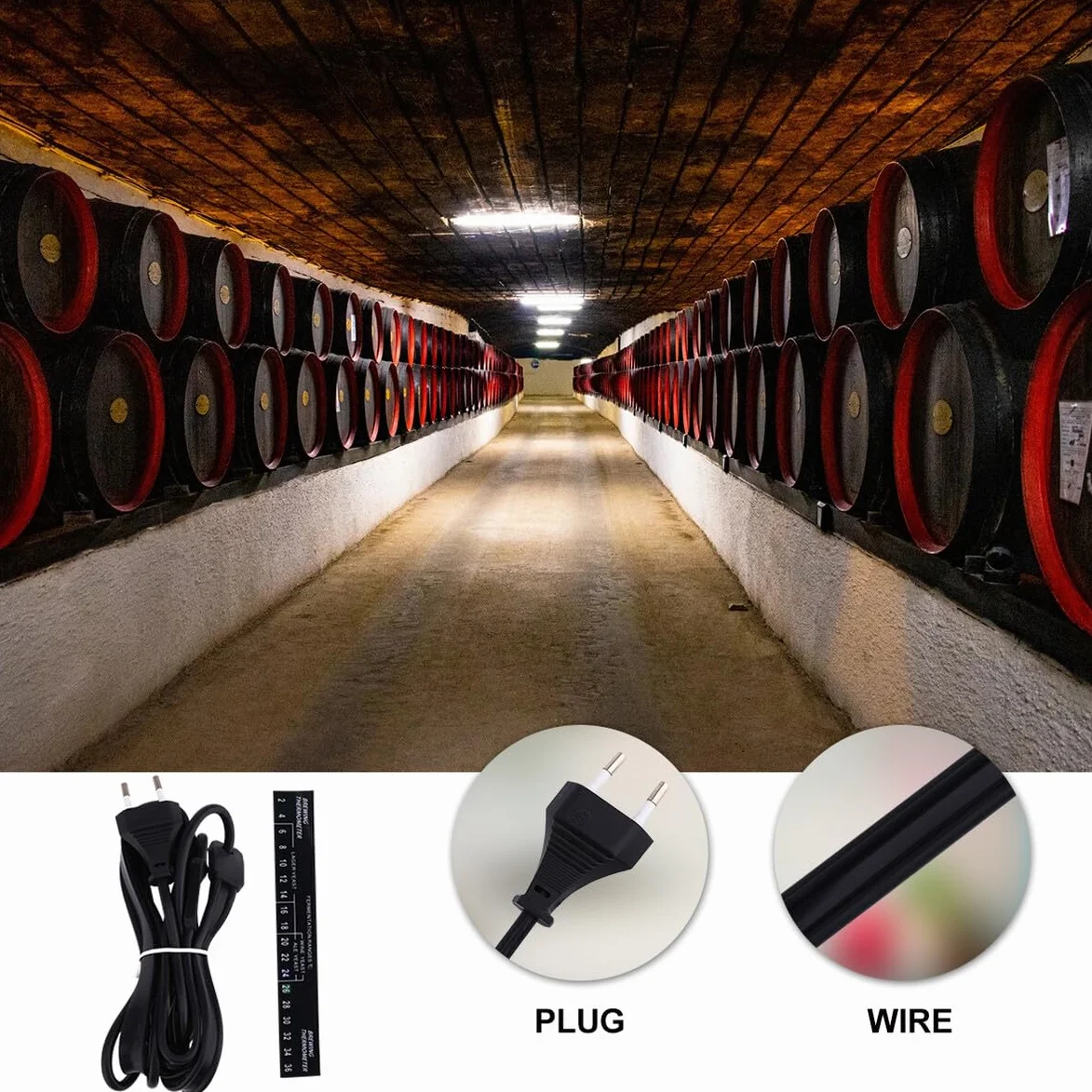 Cinturón de Fermentación Eléctrico para Elaboración Casera de Cerveza y Vino Calentador de Flexible para Fermentadores y Fácil de Almacenar Enchufe UE Negro