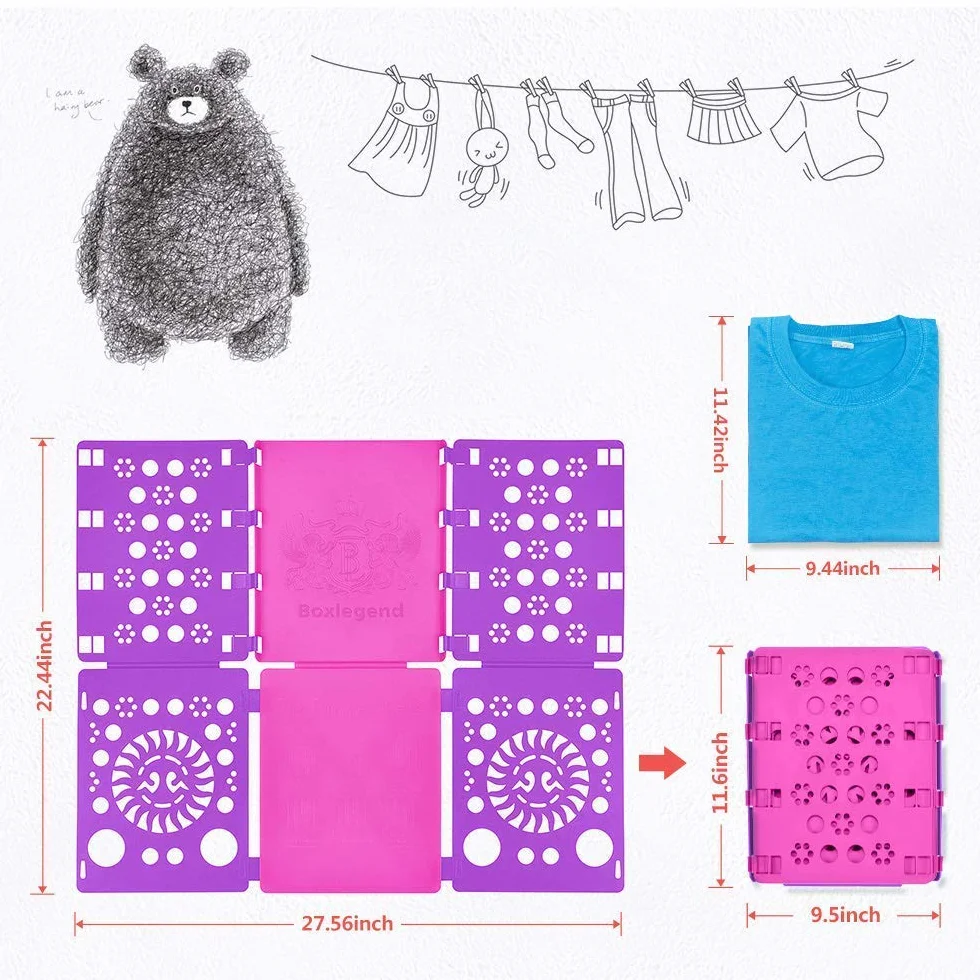 BoxLegend Doblador de Camisetas Tabla para Doblar Ropa Púrpura Rosa