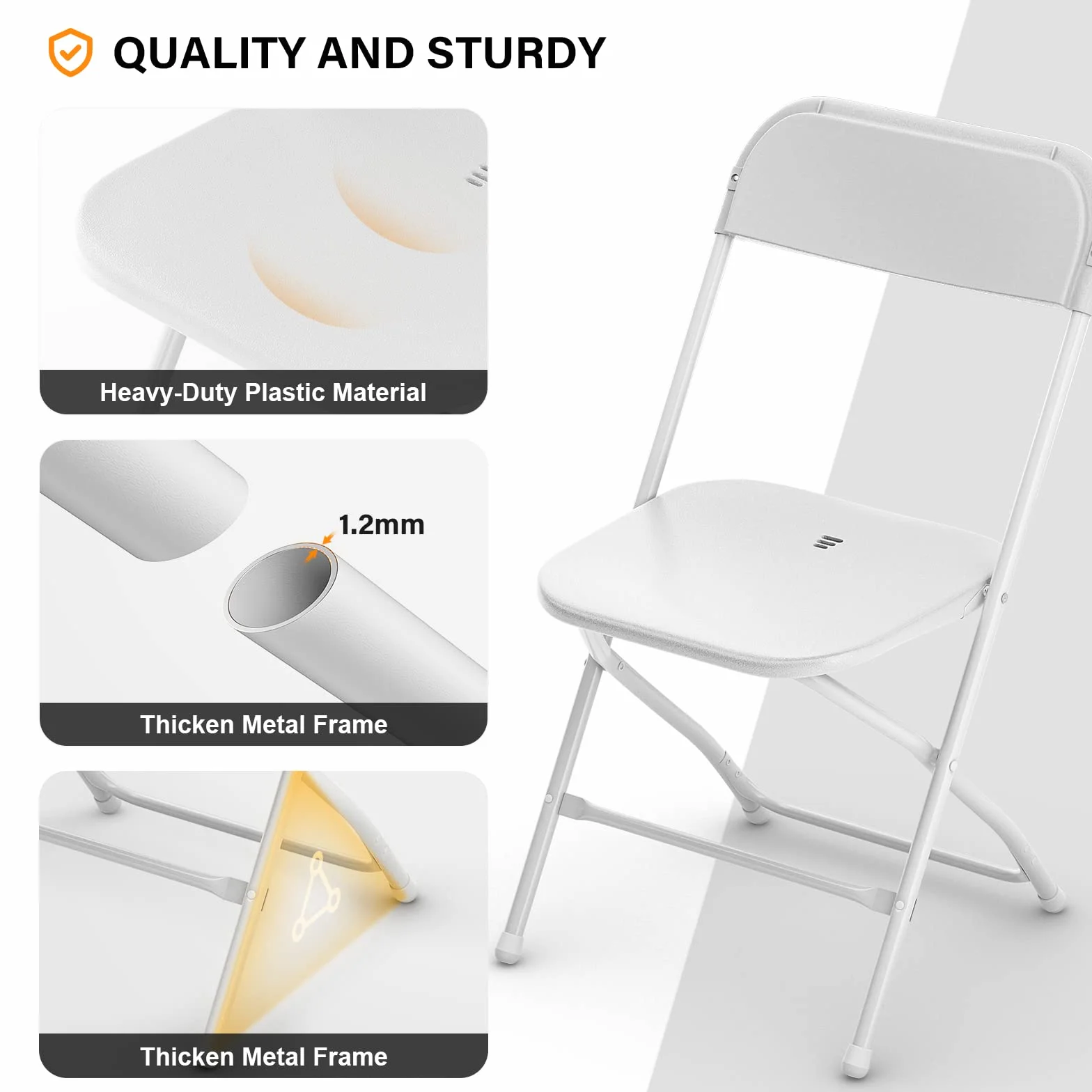 Bonnlo Set de 12 Sillas Plegables 47x47x75 cm Hasta 150 kg Blanco