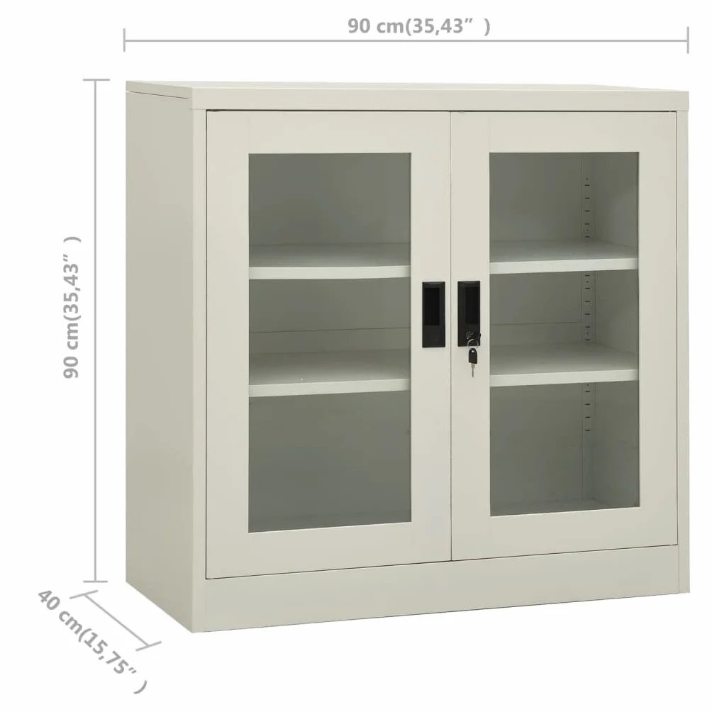 vidaXL Armario de Oficina Mueble Archivador Cajonera Almacenamiento Archivos Documentos Organizador Universal de Acero Gris Claro 90x40x90cm