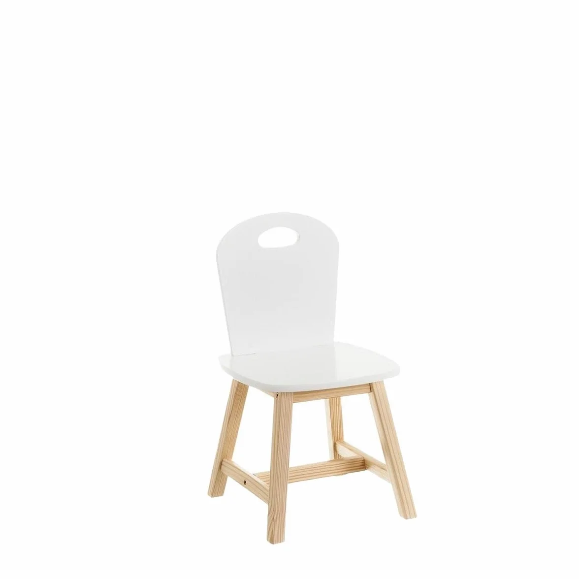 LOLAhome - Set de 2 sillas Infantiles Blancas de Madera de Pino de 28x28x50 cm. Diseño ergonómico para Dormitorio o Escritorio Que fomenta la autonomía y Comodidad de los niños con Estilo.
