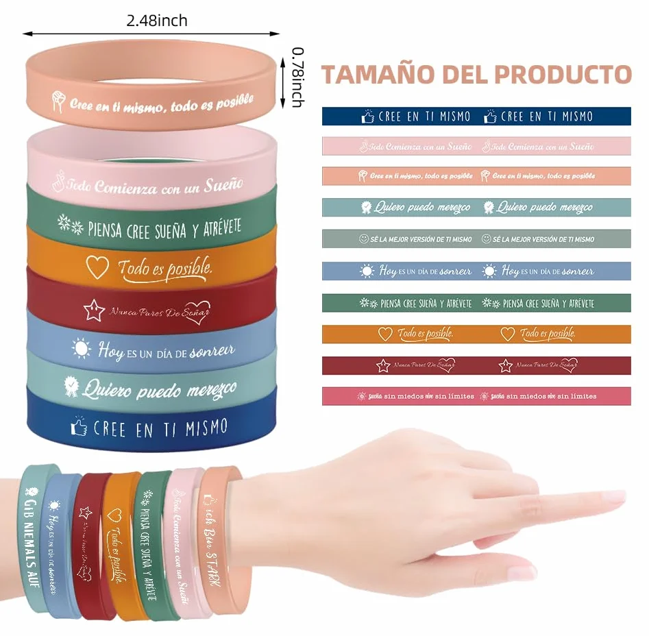 Pulseras motivacionales inspiradoras con frases de silicona, regalos motivacionales para adolescentes, estudiantes, colegas