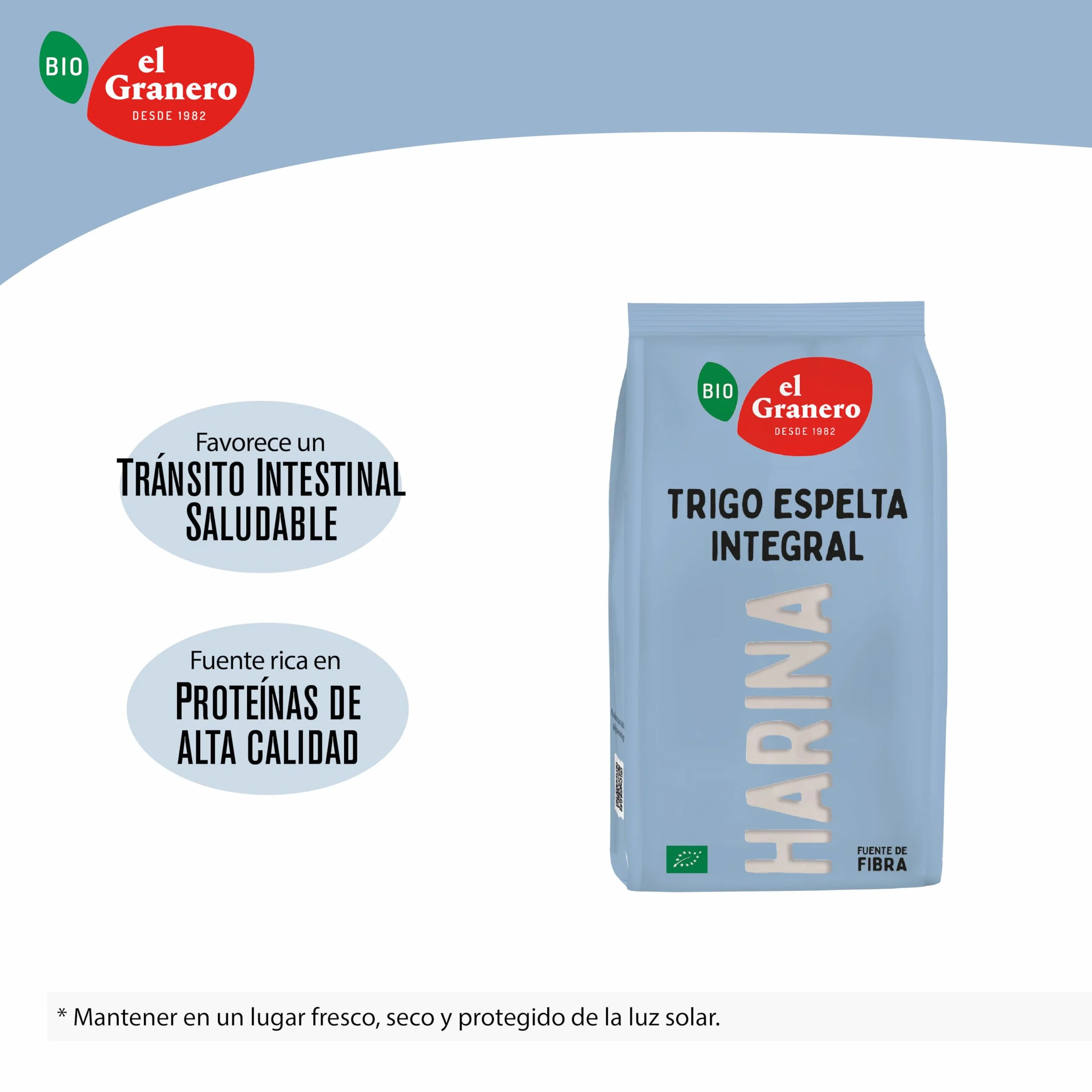 El Granero Integral Harina Ecológica de Trigo Espelta Integral 1 kg Sin Azúcar Añadido