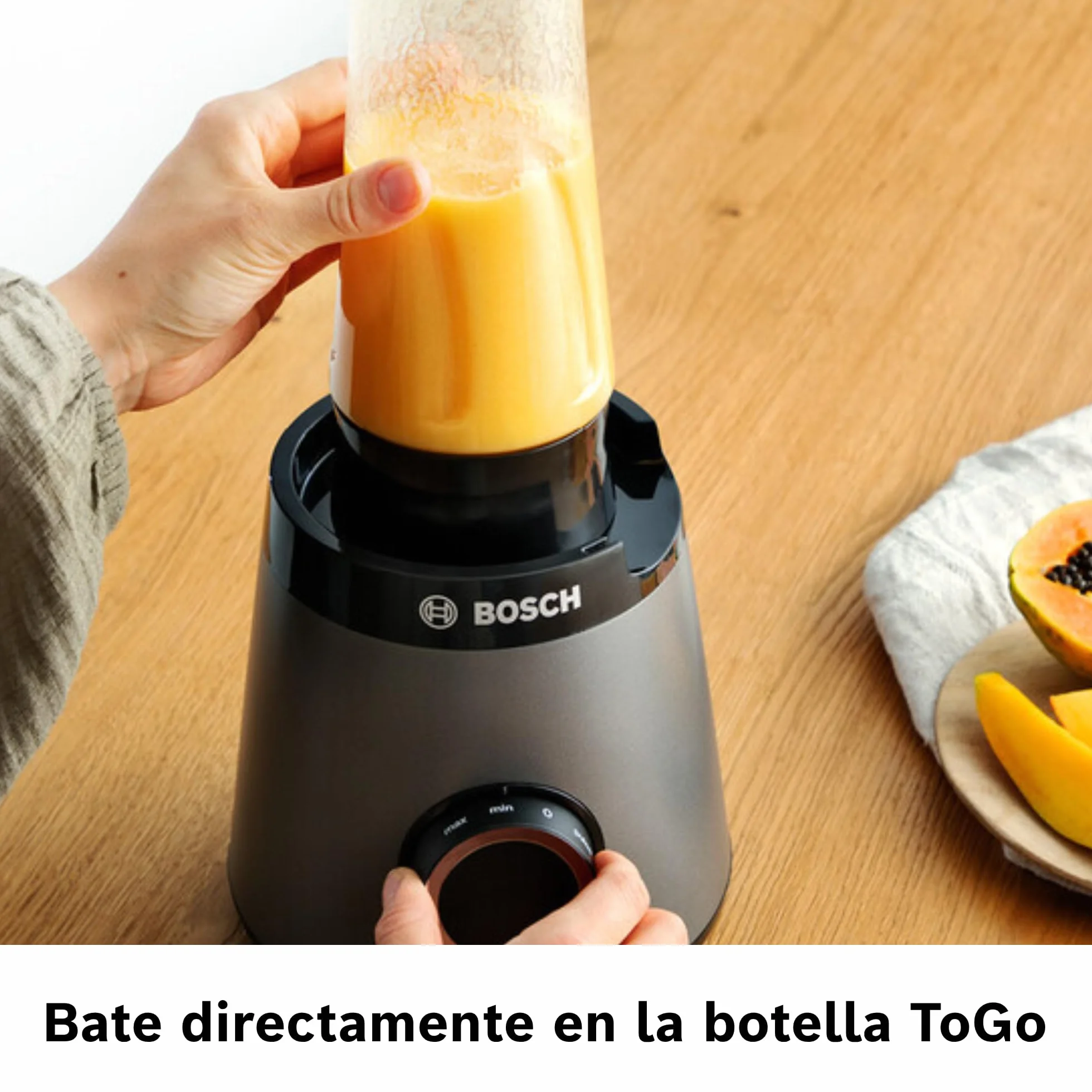 Bosch - Batidora de vaso, VitaPower, Serie 4, 1.200 W, Jarra ThermoSafe de 1,5 litros, negro, MMB6177S