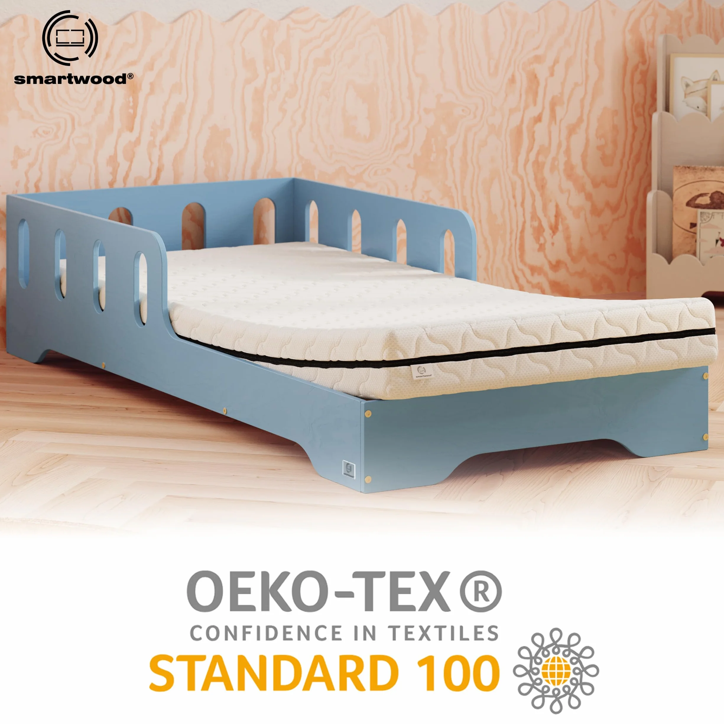 Smartwood Colchón 90x200 12cm Infantil Espuma H2 Oeko-Tex Reversible Funda Transpirable Antialérgica Lavable UE