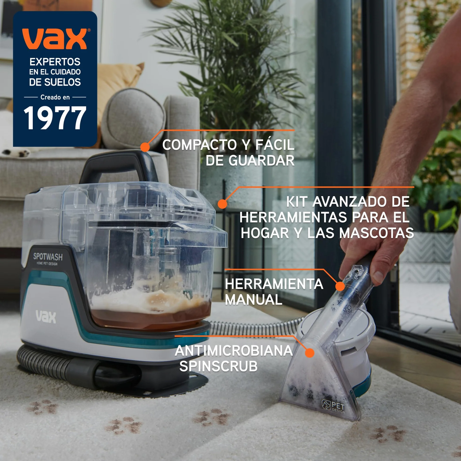 Vax SpotWash Home Duo Diseño para Mascotas Quitamanchas, para Alfombras, Tapicerías, Sofás, Coches, Limpieza de Mascotas de Alto Rendimiento, Secado Rápido, Tanque Mediano