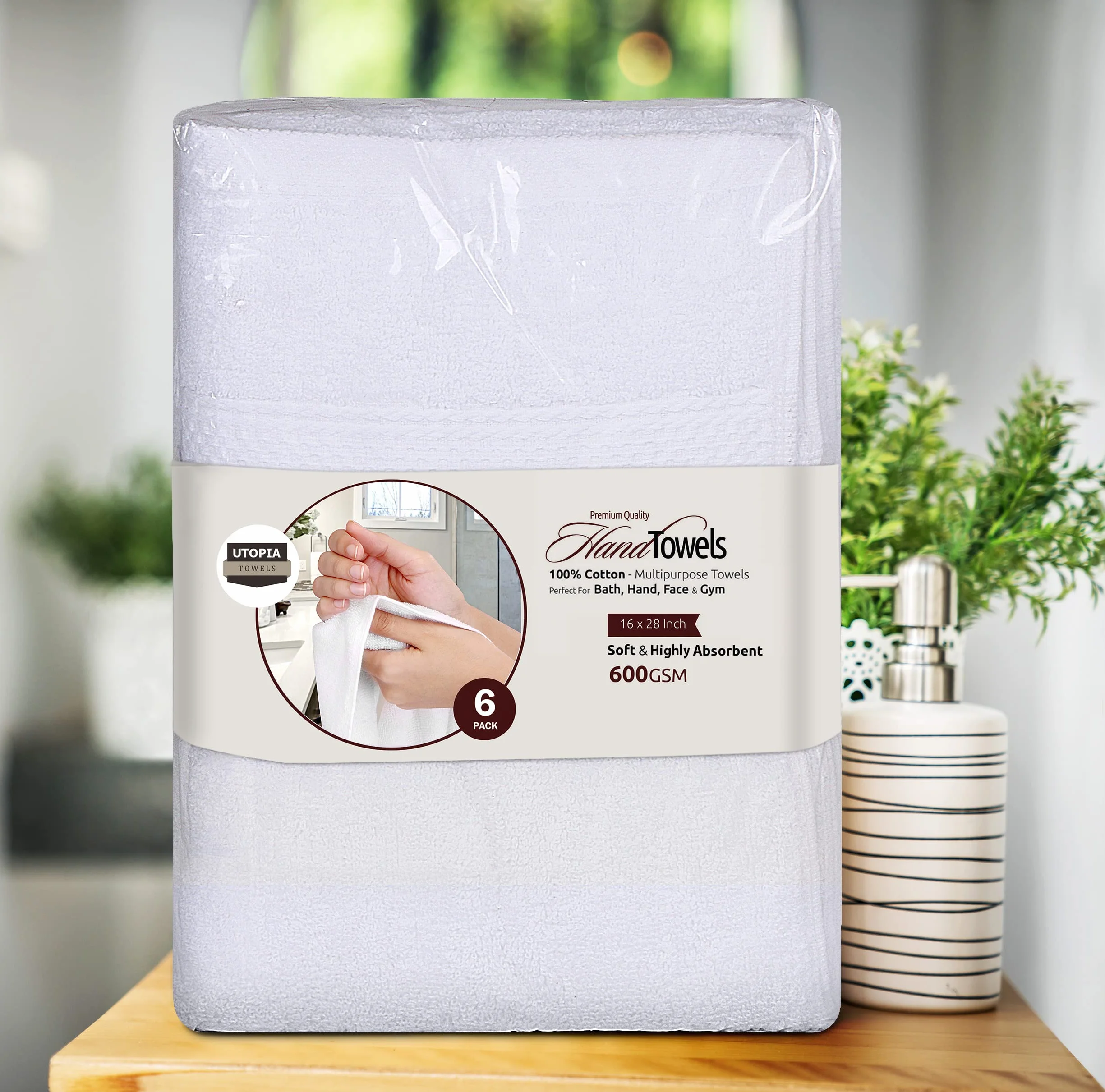 Utopia Towels Toallas de Mano Grandes de Algodón 41cm x 71cm Paquete de 6 Blanco