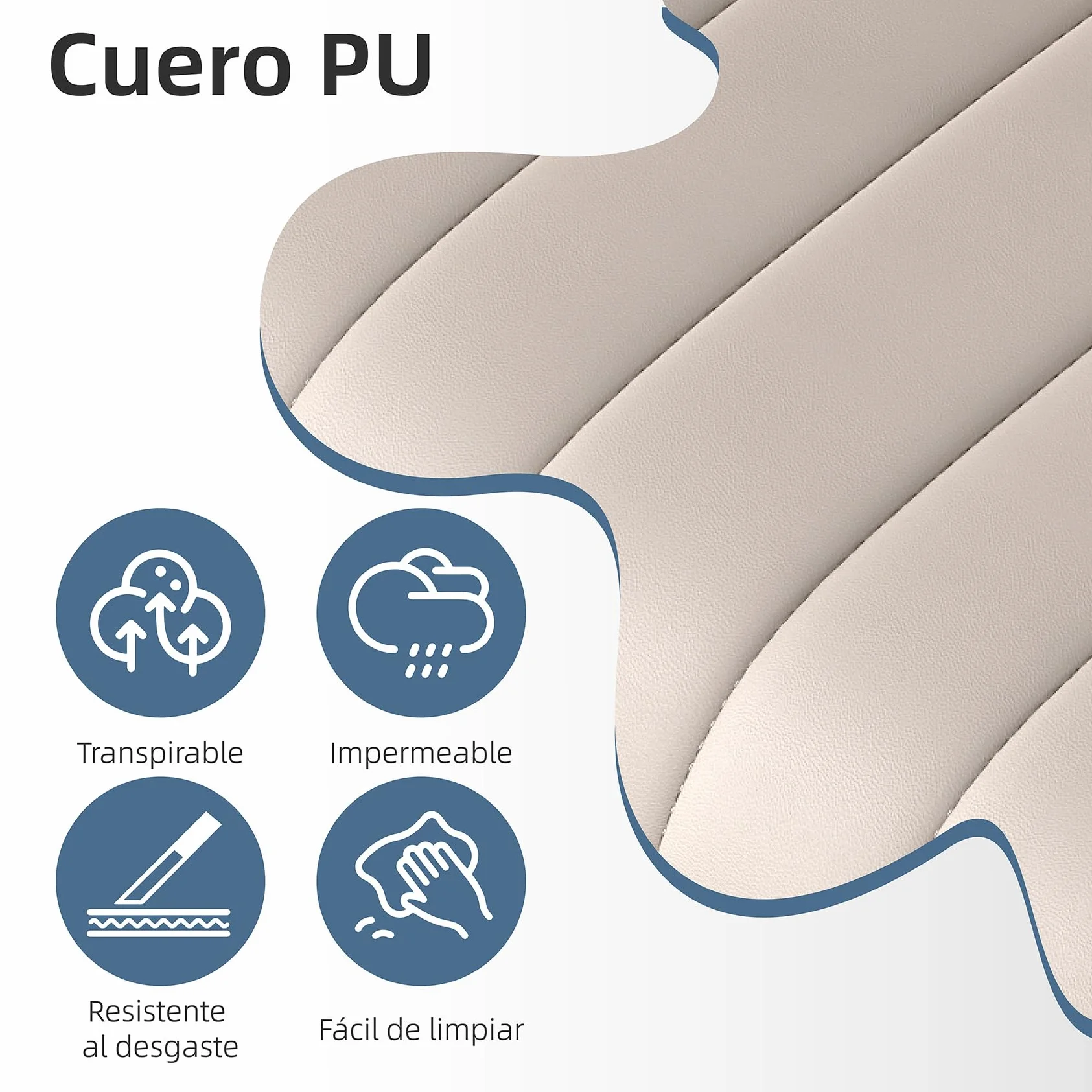 Youhauchair Taburetes Altos de Cocina Juego de 3, Taburete de Bar Giratorios Ajustable, Cuero PU, Beige