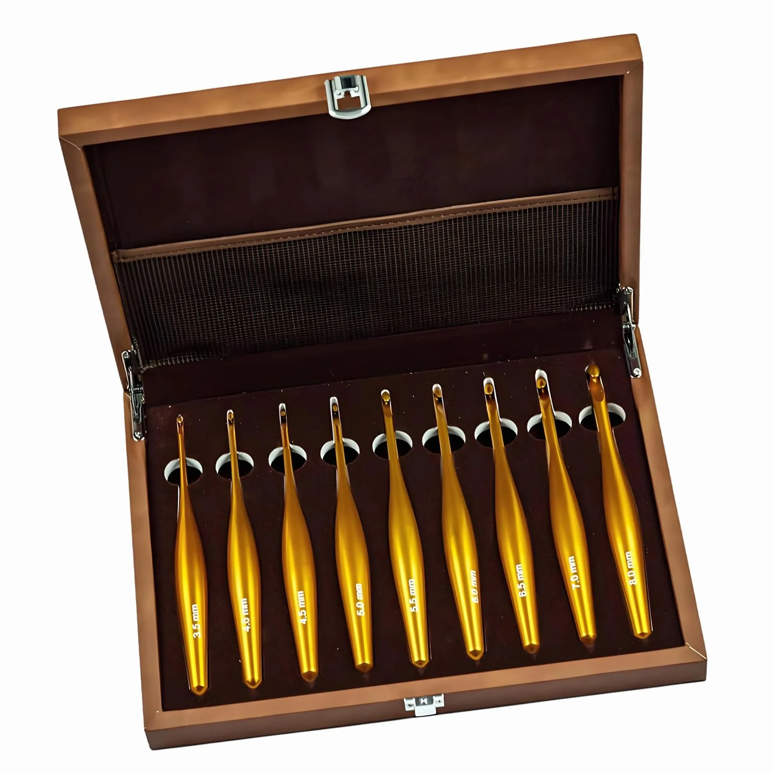 Juego de ganchos de ganchillo de alúmina con diseños desmontables, mango de madera ergonómico, varios tamaños y bolsa de almacenamiento, construcción de alúmina, gancho desmontable, varios tamaños