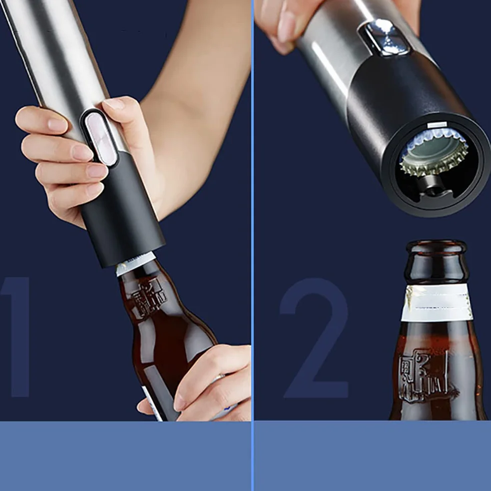 Abridor de botellas de cerveza y vino 2 en 1, abrebotellas eléctrico inteligente, juego de abridor de botellas de vino eléctrico recargable, adecuado para reuniones familiares, restaurantes, regalos