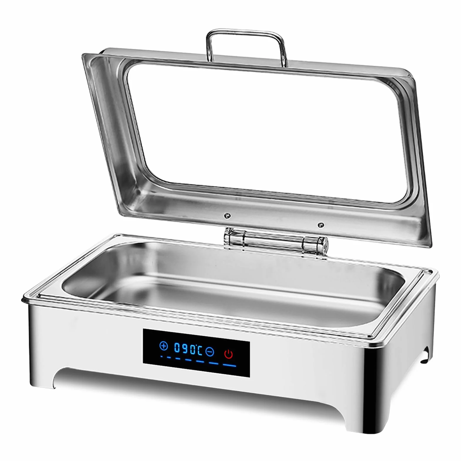 Chafing Dish Electrico 9L, Profesional Calentador de Buffet Electrico Acero Inoxidable, Calentador de Comida Buffet Electrico con Control Inteligente para Buffet, Catering y Fiestas (1/1)