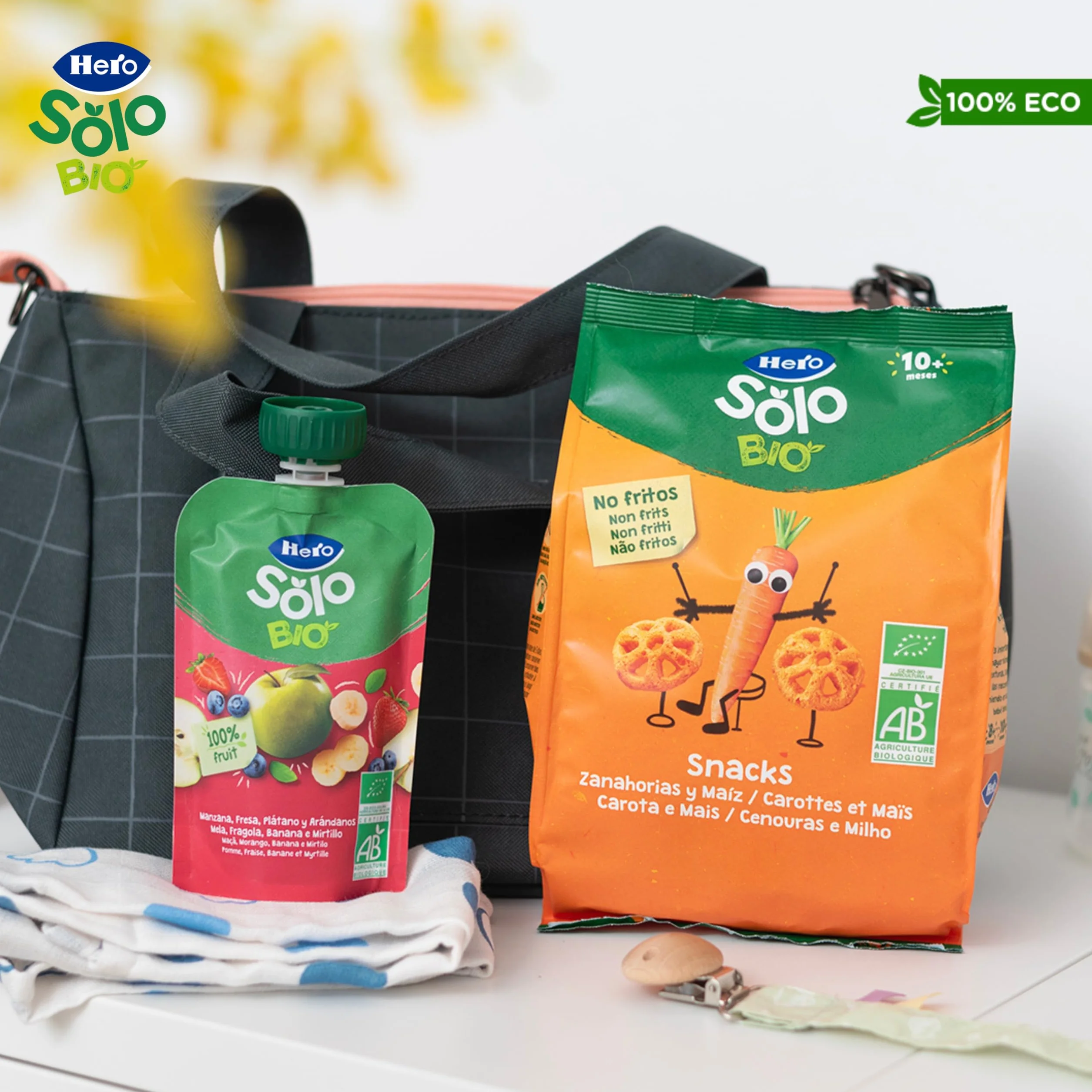 Hero Solo Snack de Zanahorias y Maíz Cereales BIO 100% ECO Pack 6 x 40 g