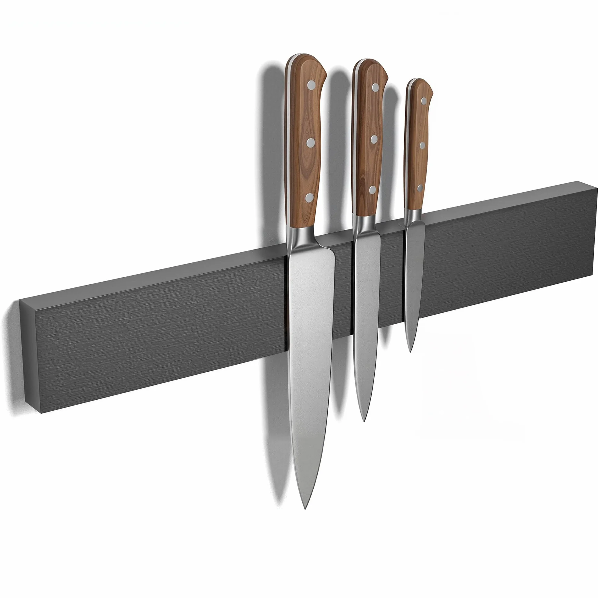 Soporte Cuchillos Cocina Magnético 40 cm, Organizador de Madera con Imanes Fuertes, Negro