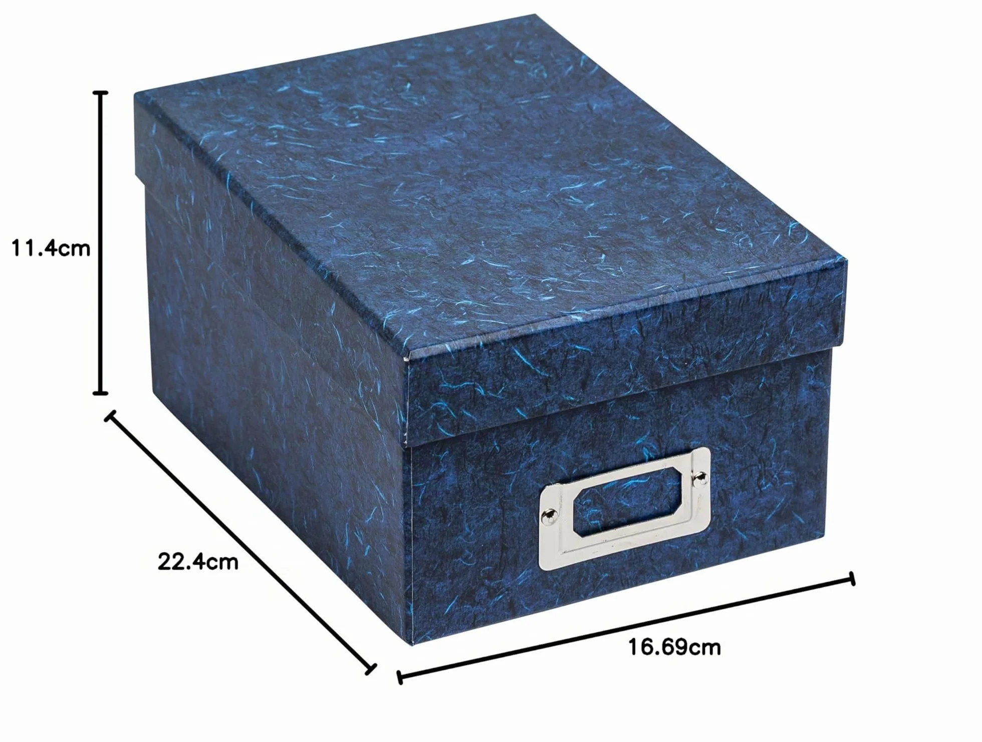 Caja almacenamiento fotos | Azul, 22,4x16,7x11,4 cm, capacidad 700 fotos 10x15 cm | Sin ácidos, separadores incluidos | Organización segura