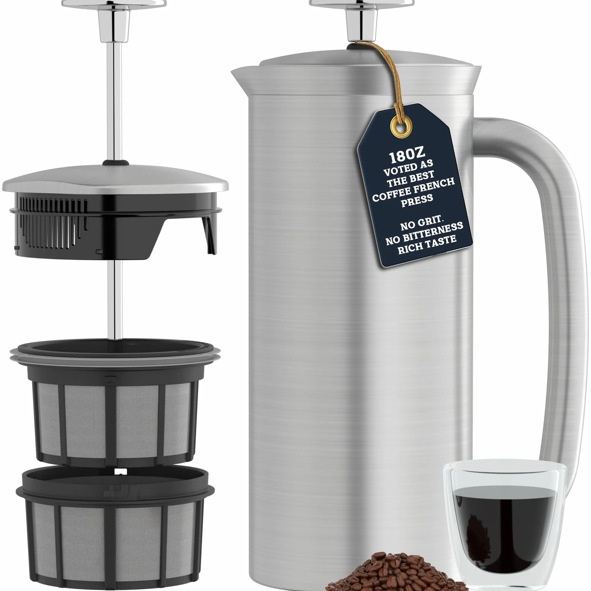 Espro® French Press P7, Acero Inoxidable Cepillado, Cafetera, 530 ml