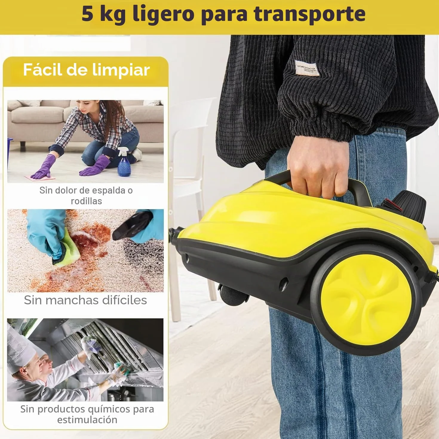 FANTASK Limpiador a vapor de 2000 W, incluye 13 accesorios, presión de vapor: máx. 5 bar, temperatura: hasta 160 °C, potencia de superficie: 108 m², depósito: 1,8 L, tiempo de calentamiento: 8 min