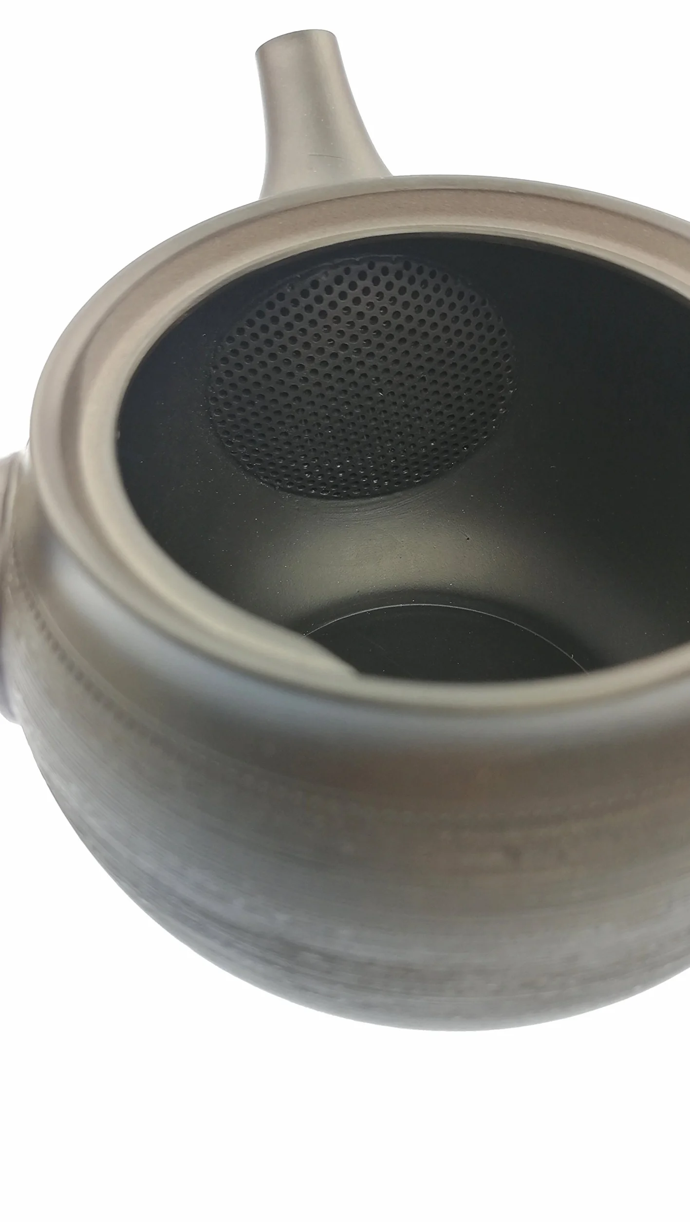 Kyusu Tetera japonesa con asa lateral para té verde, cerámica negra, 350 ml, colador de té de cerámica integrado, tetera asiática con una sola mano