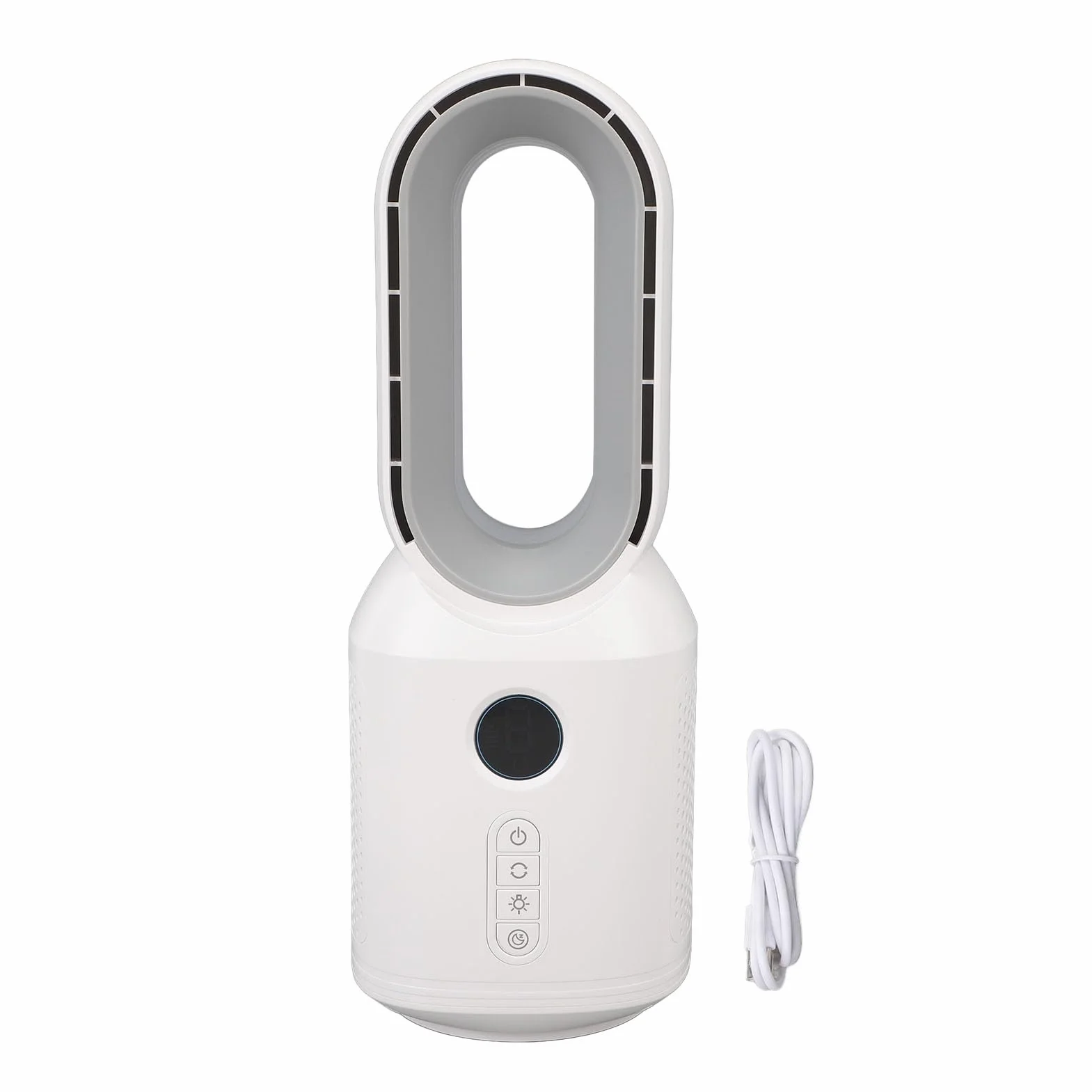 Asixxsix Ventilador de Escritorio sin Aspas, Ventilador Oscilante de 3Velocidades, Ventilador de Escritorio Recargable de 106° con Luz Nocturna LED, Pequeño Ventilador de Oficina Silencioso
