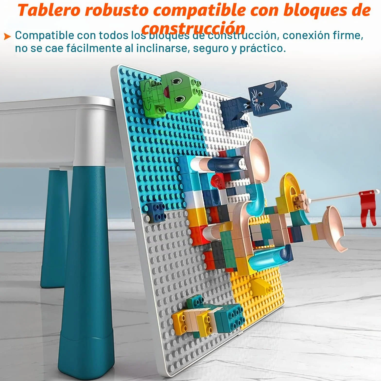 Mesa Infantil con 2 Sillas y 163 Bloques de Construcción - Juego Multifuncional para Niños