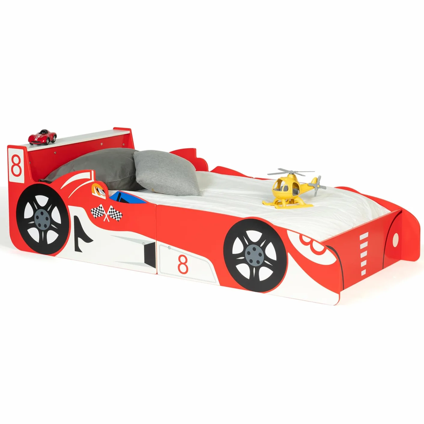 IDMarket – Cama infantil coche Fórmula 1 Teddi 70 x 140 cm, color rojo