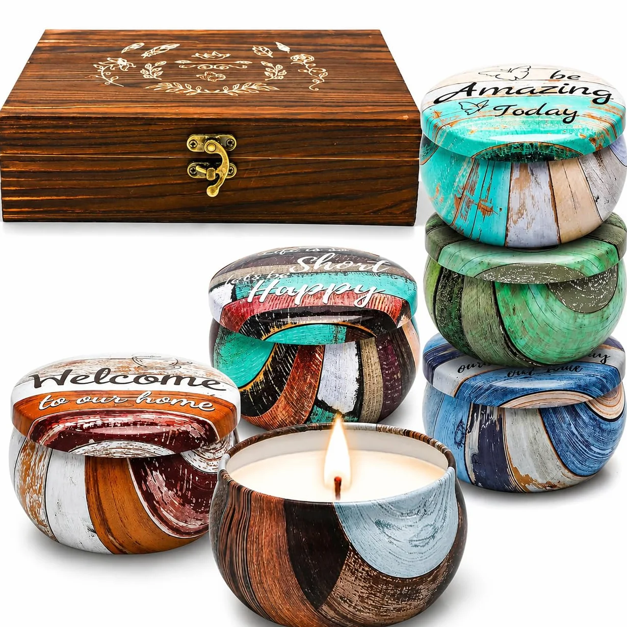 Velas Perfumadas para Mujer Navidad Regalar Amigo Madre Juego de Vela Aromáticas Relajantes de Soja Naturales Decorativas Set Regalo Cumpleaños Compañera Regalos Boda para Invitados