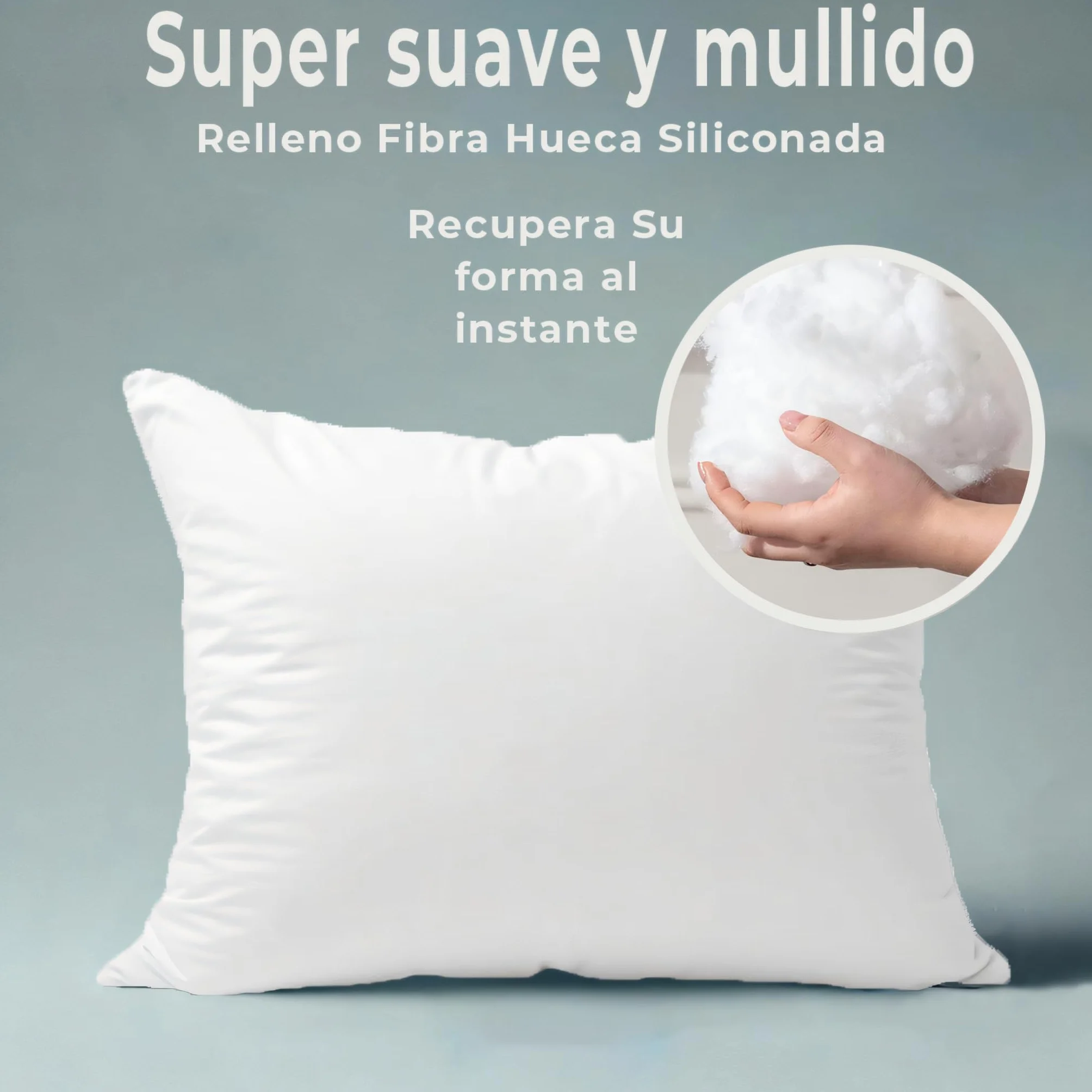 ForenTex Relleno de Cojín Blanco 45x45 cm Pack de 4 Fibra Virgen Siliconada Hipoalergénico Alta Recuperación