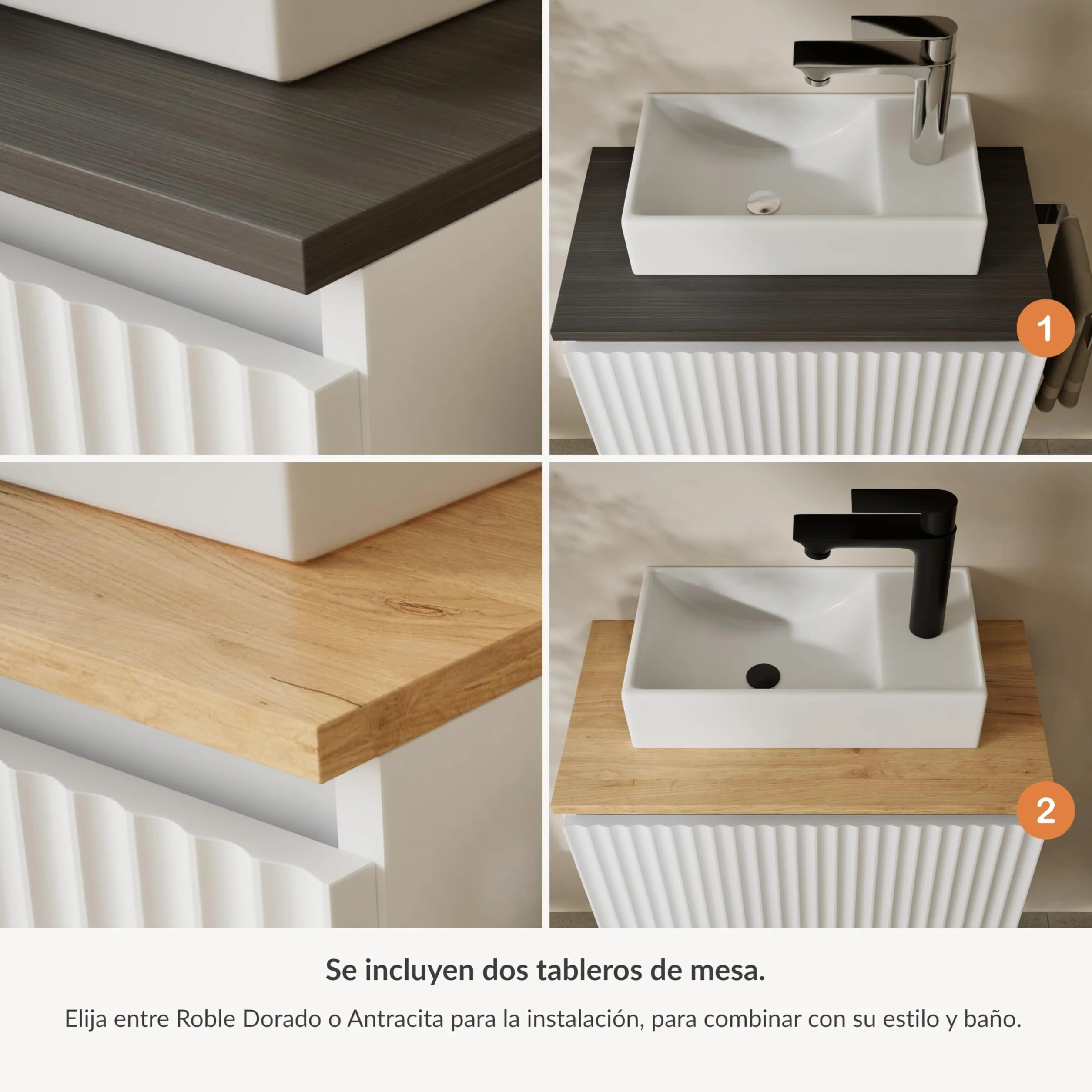 Planetmöbel Conjunto de Muebles de baño Lavabo con Mueble bajo 56 x 55 x 30 cm Blanco, Mueble bajo con Lavabo para baño, Aseo de Invitados y Cuarto