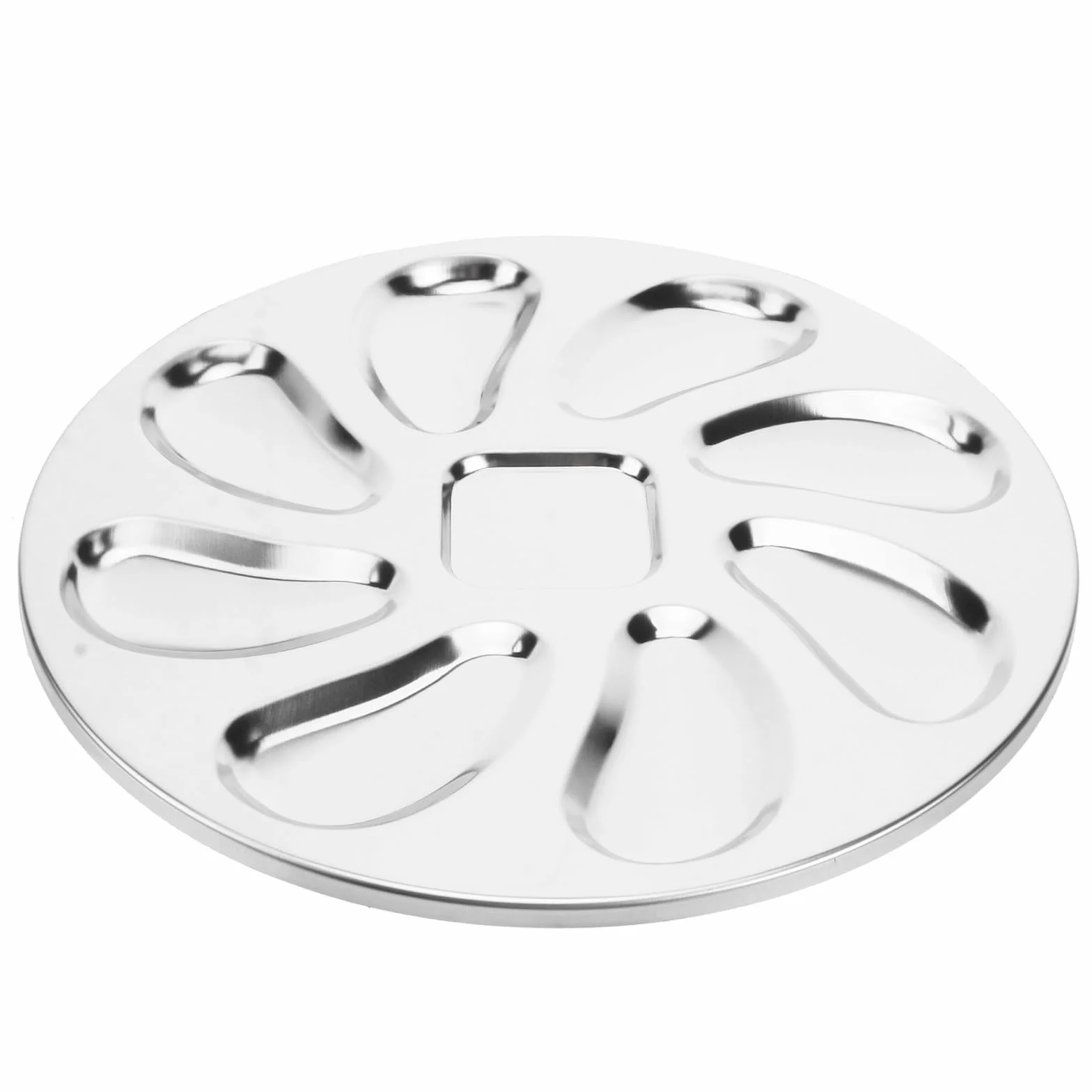 Angoily Plato para Servir Ostras de Acero Inoxidable 230X230X15 MM Bandeja Plana Ranuras para Mariscos y Aperitivos Utensilio Profesional para Restaurante y Cocina