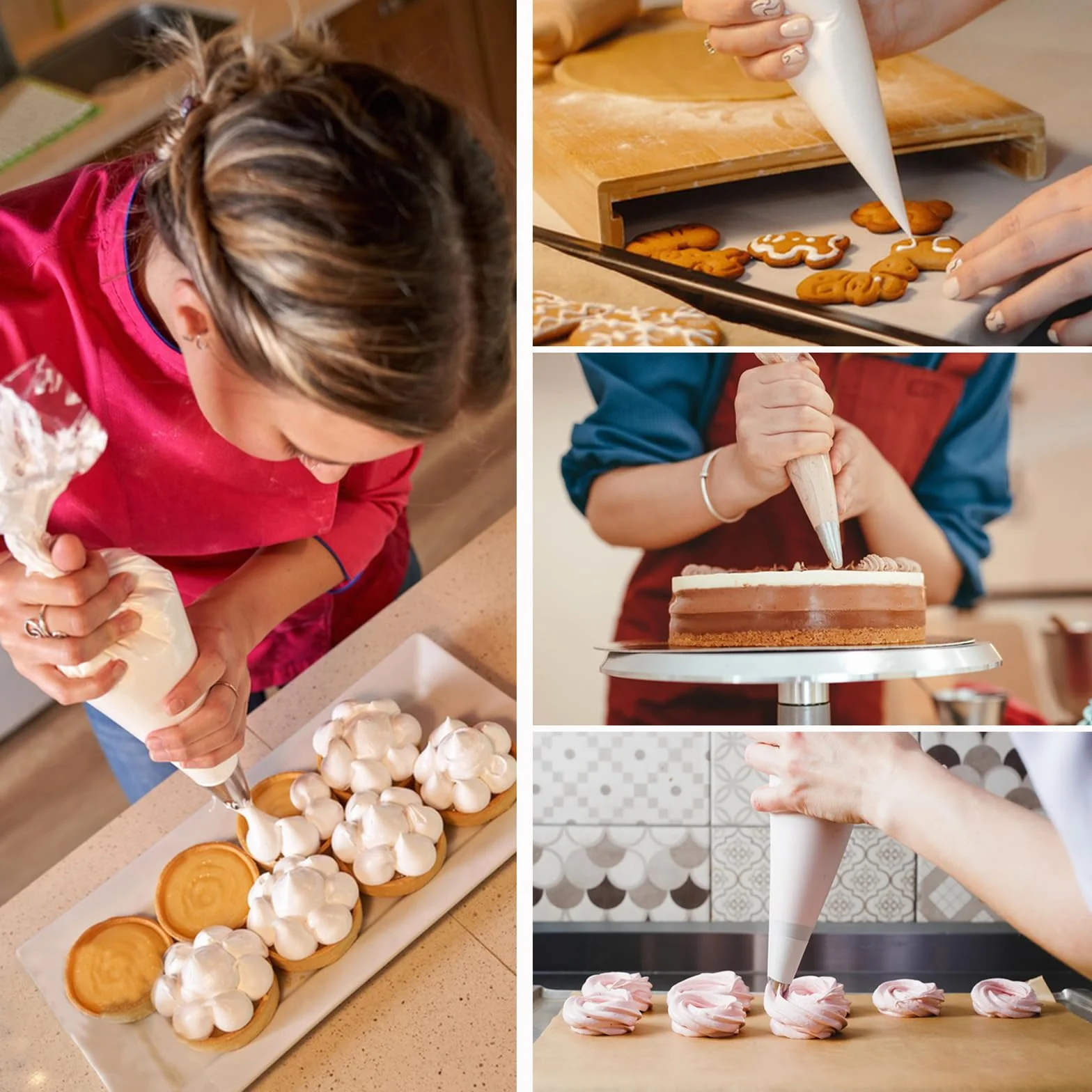 CRESZZLE Manga Pastelera Profesional 30x20cm 100 Unidades Desechables + 6 Boquillas