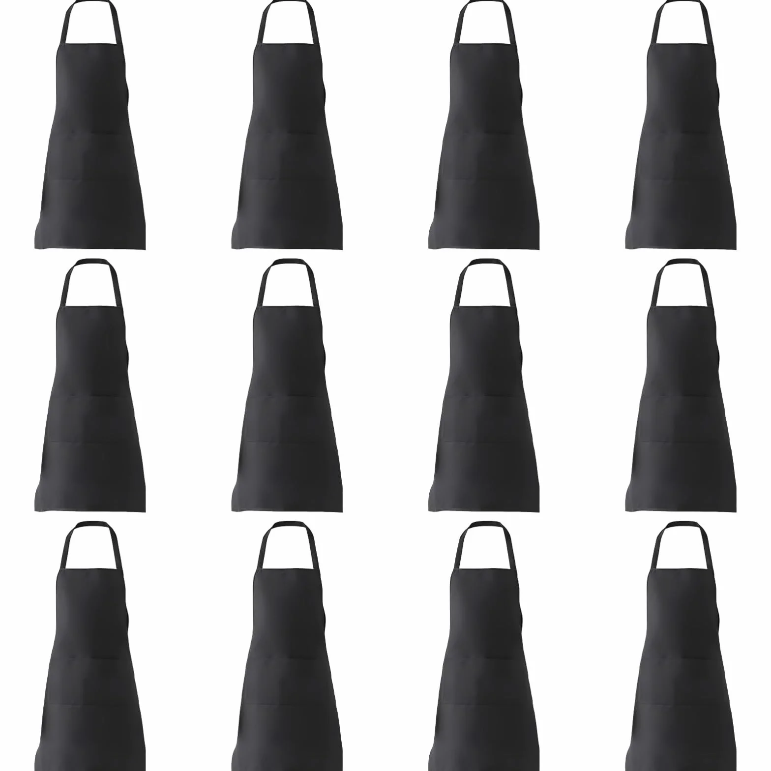 Delantales impermeables con bolsillo, delantal de cocina unisex negro para cocinar, barbacoa, jardinería, logotipo personalizado disponible