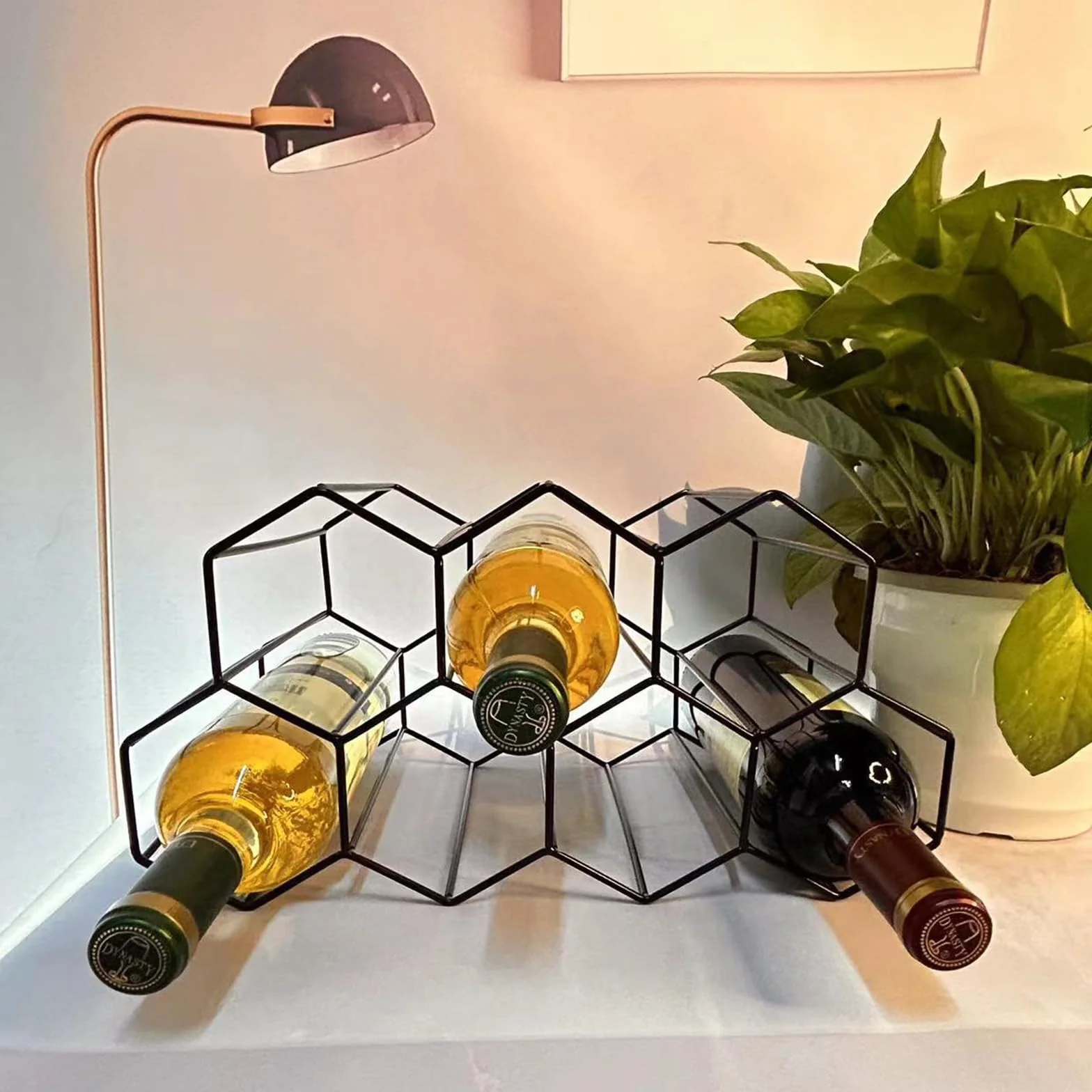 Estante de Vino Independiente, Estante para Vino, Estante para Botellas de Vino de Hierro, Botellero de Metal, Botellero de Pie, para Bar, Bodega, Salón, Cocina, Bodega (Negro)