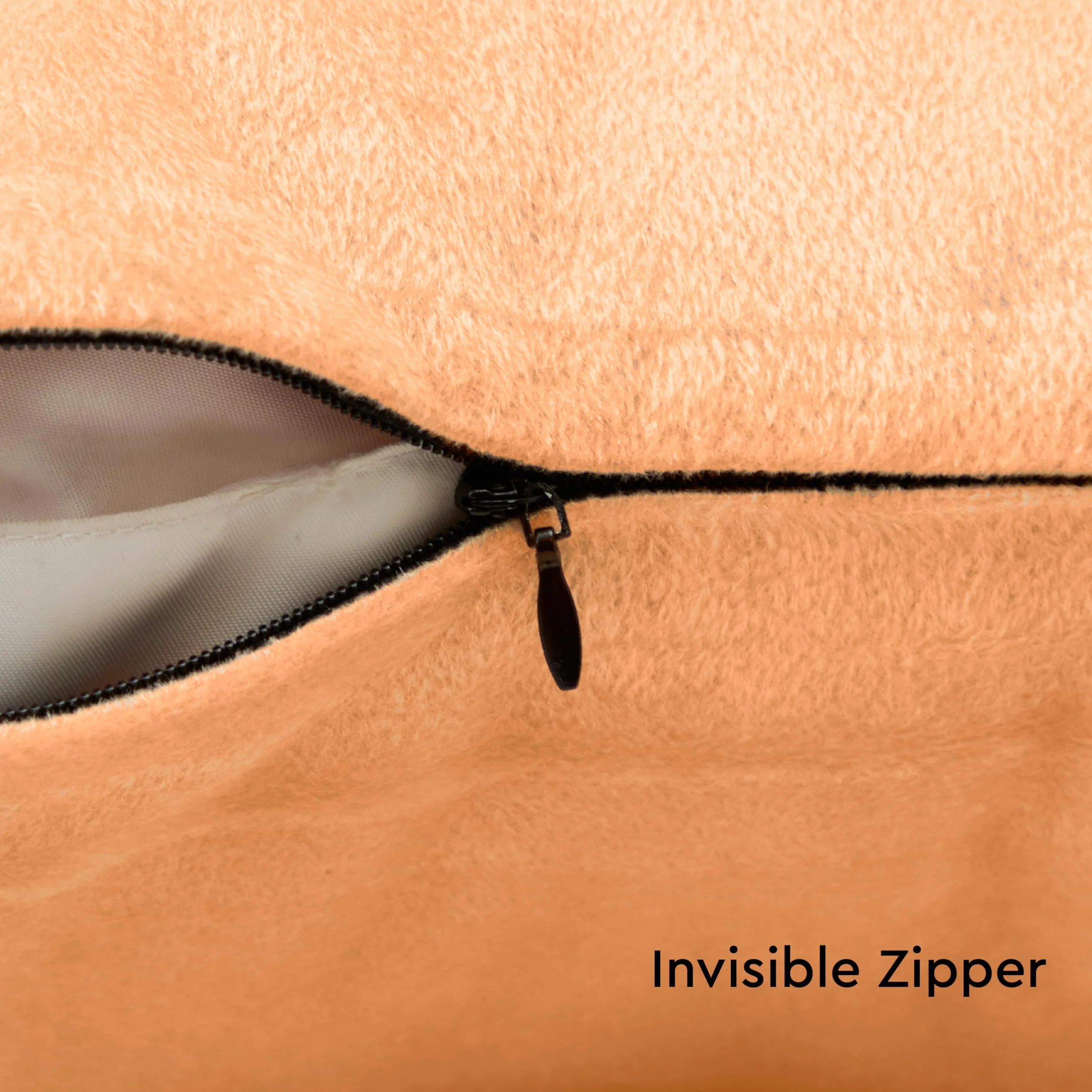 Encasa Funda de Cojín de Terciopelo 30x30 cm Durazno, Suave, Lavable, Decorativa