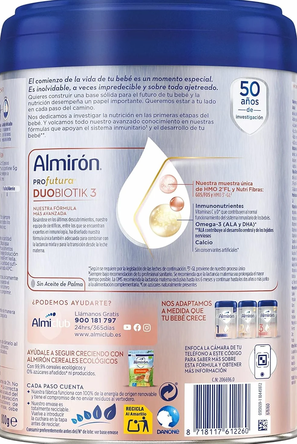 Almirón Profutura 3, Leche en Polvo de Crecimiento, 3.2kg, Paquete de 4 x 800g