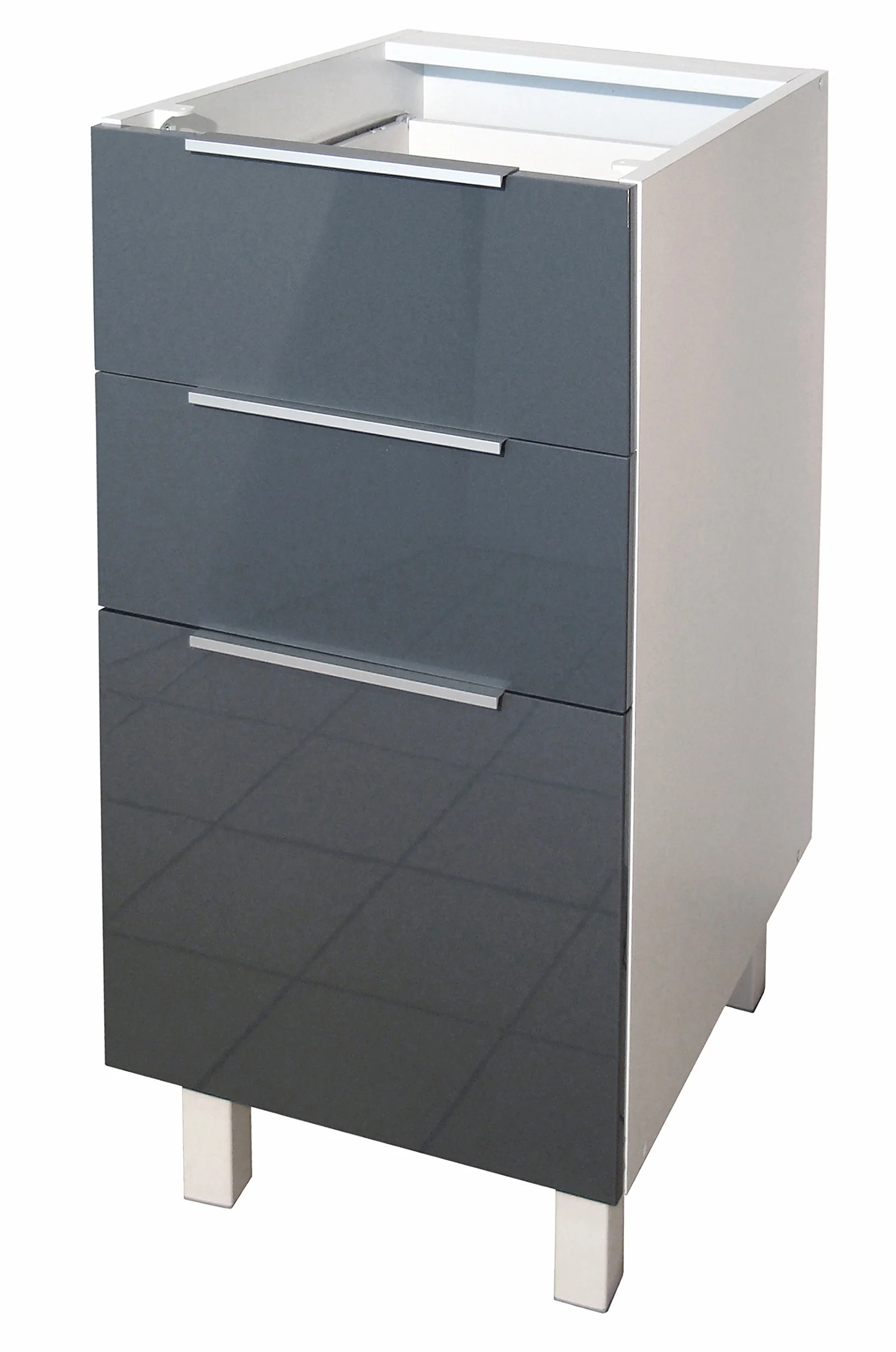 Berlioz Creations CT4BG - Mueble bajo de Cocina (3 cajones, 40 cm), Color Gris Brillante