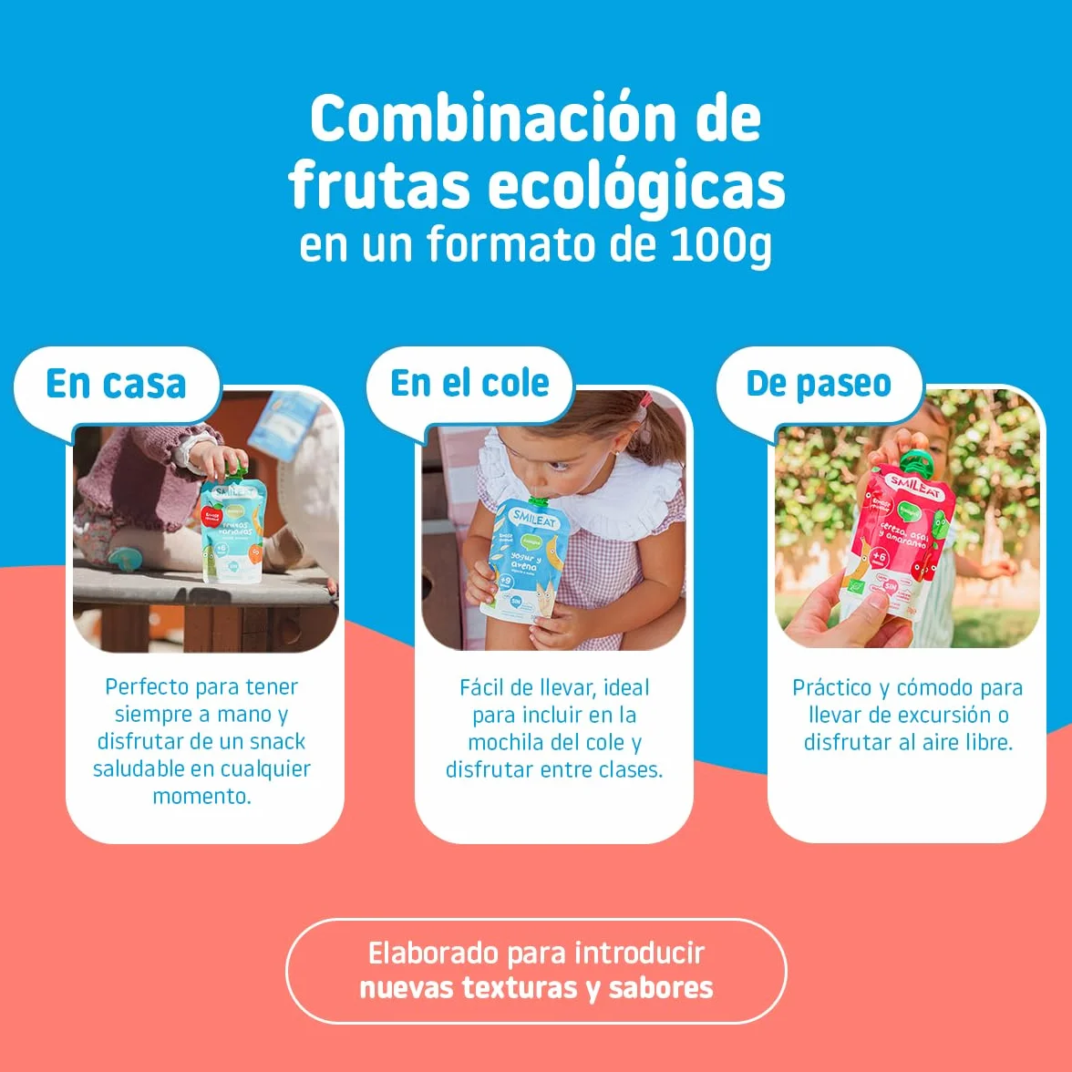 Smileat Postre lácteo infantil puré de fresa y plátano bolsa 100 g