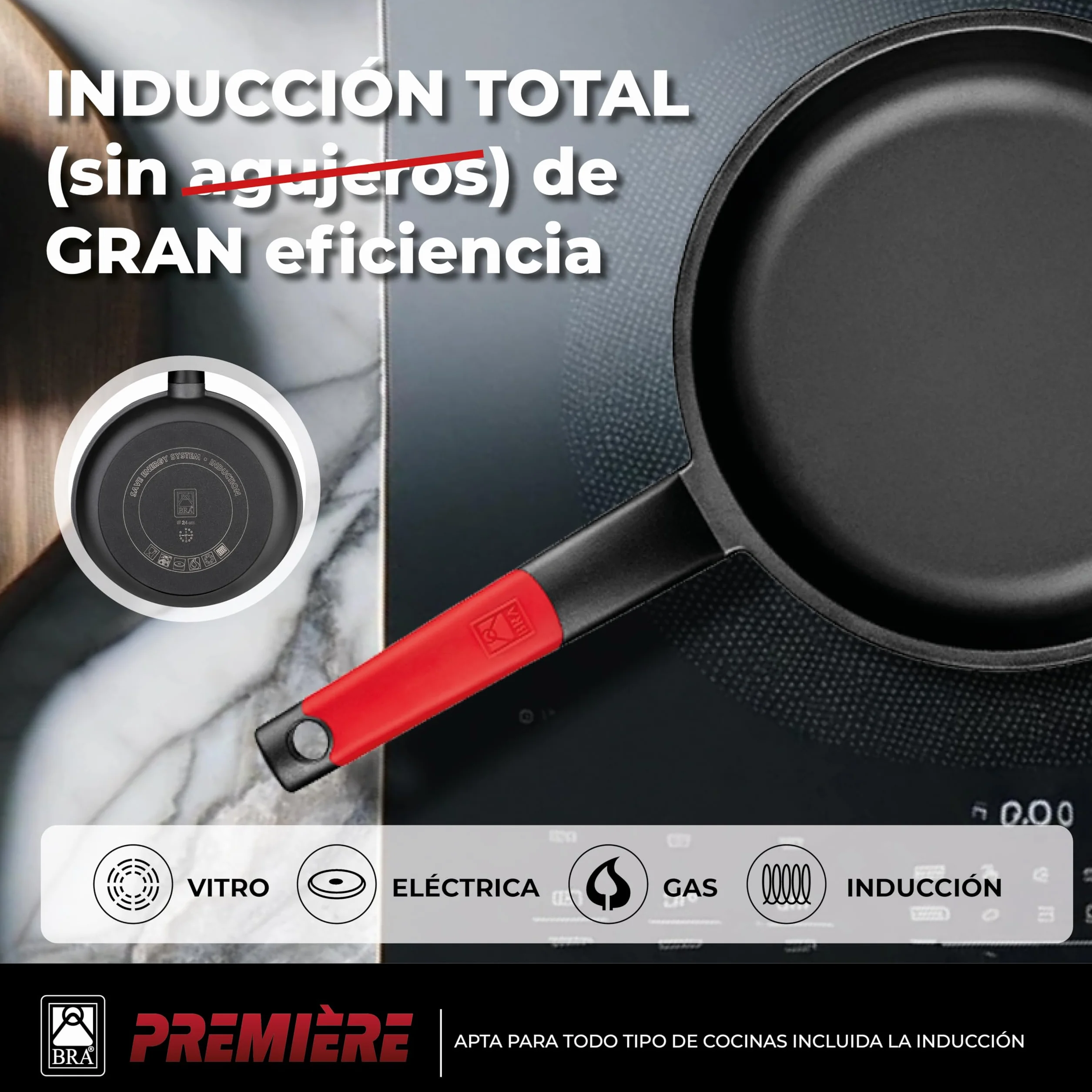 BRA Premiere Set de Sartenes Aluminio Fundido 20 y 24 cm Antiadherente Apto para Inducción Rojo