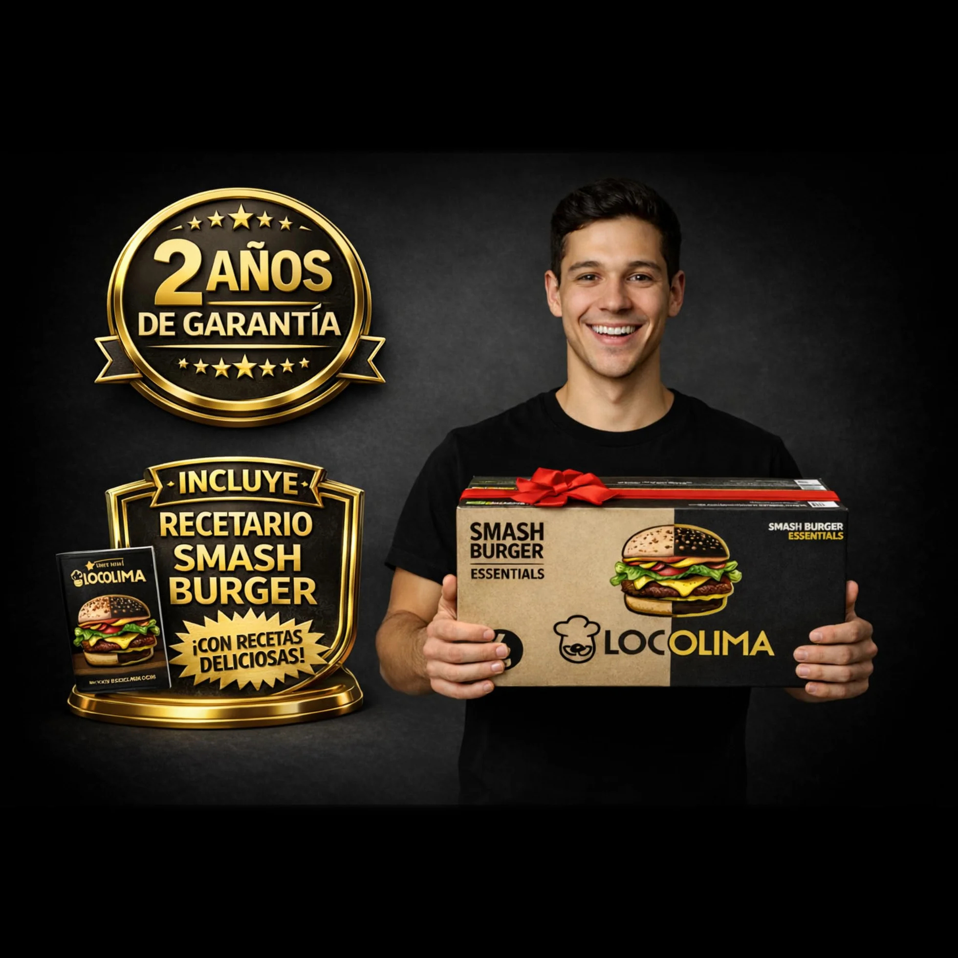 Smash Burger Kit 5 Piezas Prensa Hamburguesas Acero Inoxidable Espátula Campana Fundir