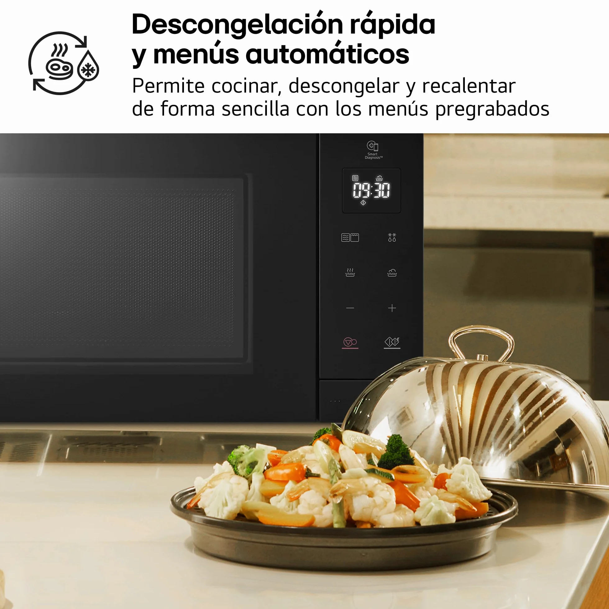 LG MH6535GIB - Microondas con grill, 1000 W, Smart Inverter, Display digital, Color Negro Transparente, 1000 W, 25 l