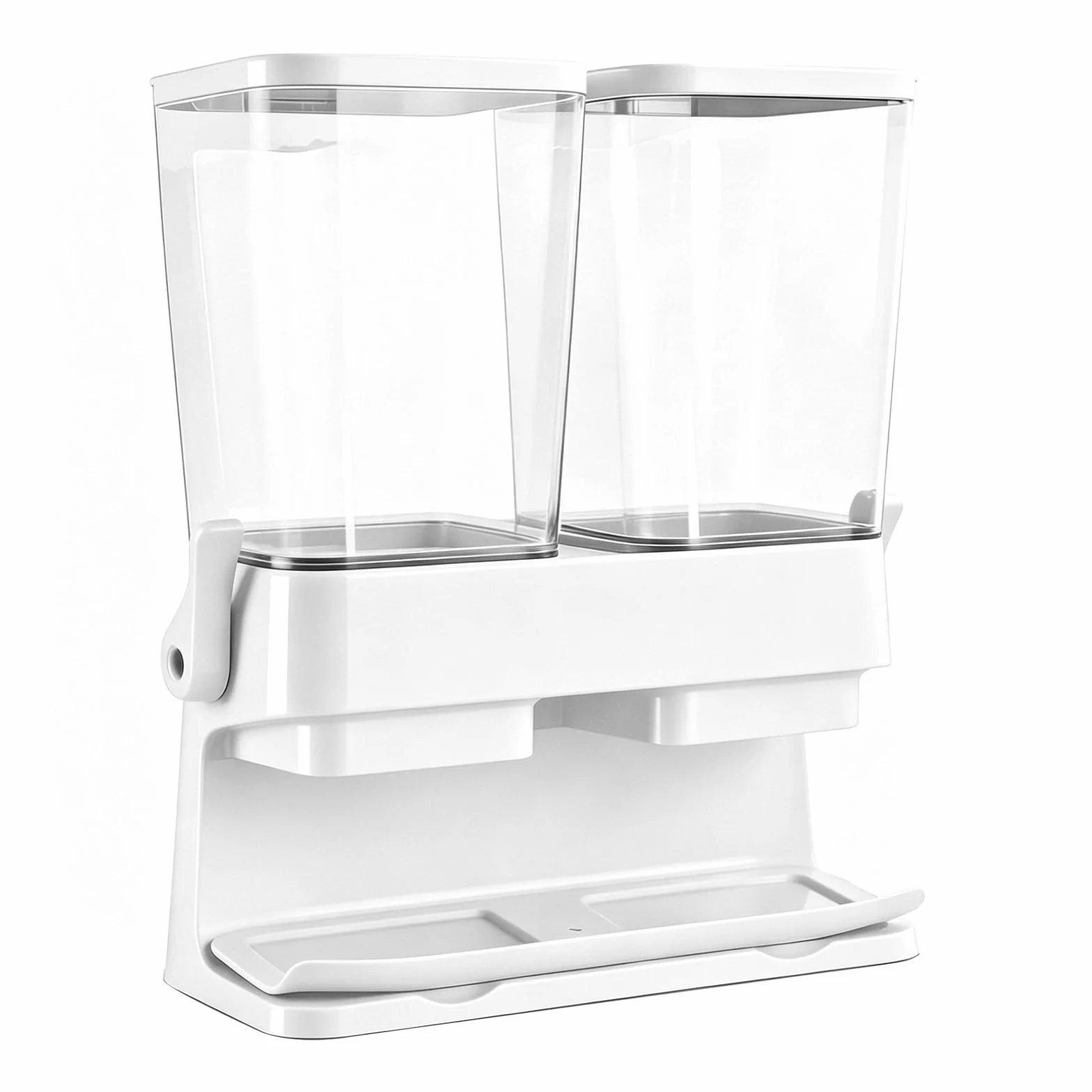 Juego de 2 dispensadores de cereales, 2 dispensadores de cereales de 3 L, a prueba de fugas y aptos para alimentos, recipientes transparentes herméticos para cereales, nueces, granos de café y avena