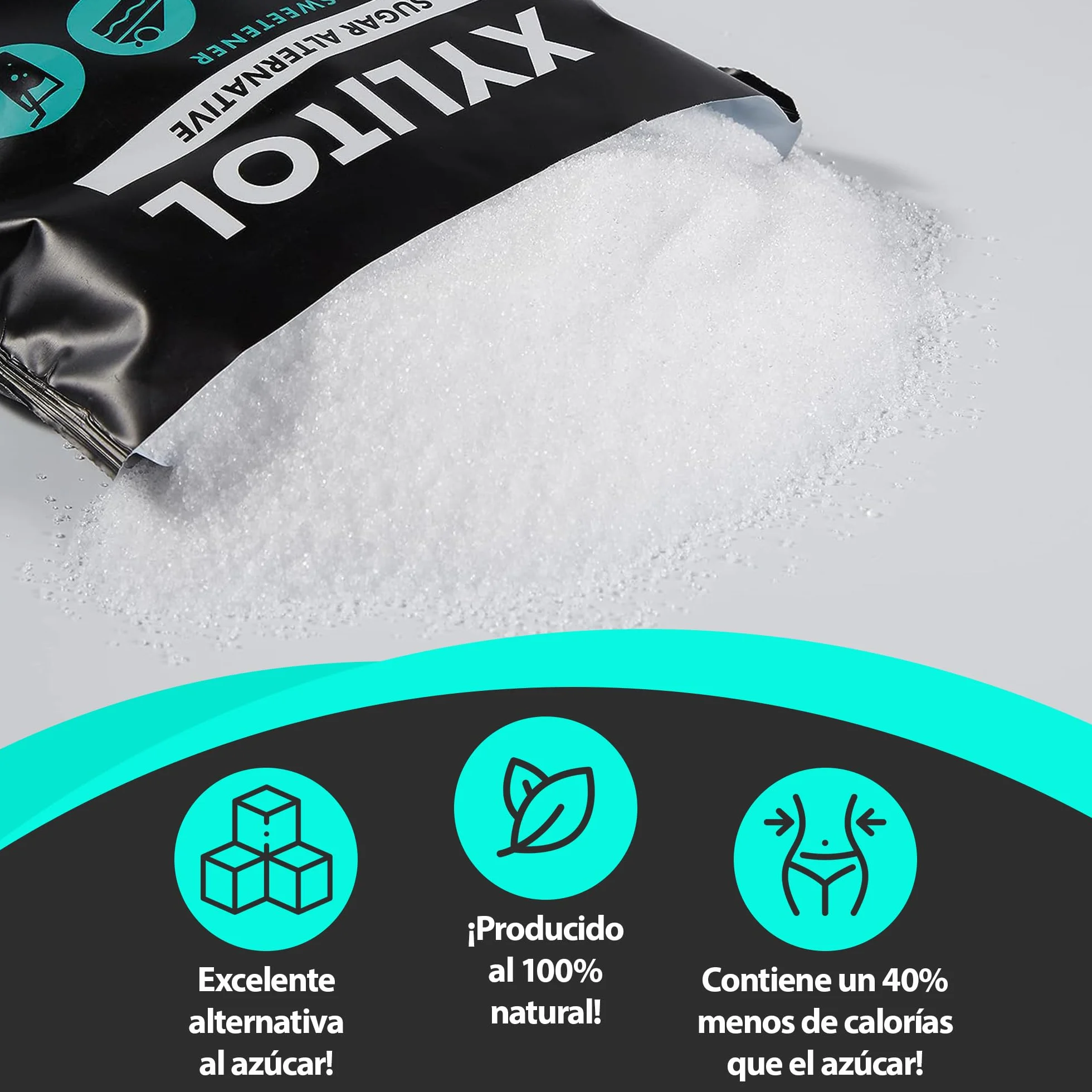 Nature Diet Xylitol 2 x 1 kg Sustituto del Azúcar Edulcorante de Origen Vegetal Bajo Índice Glucémico