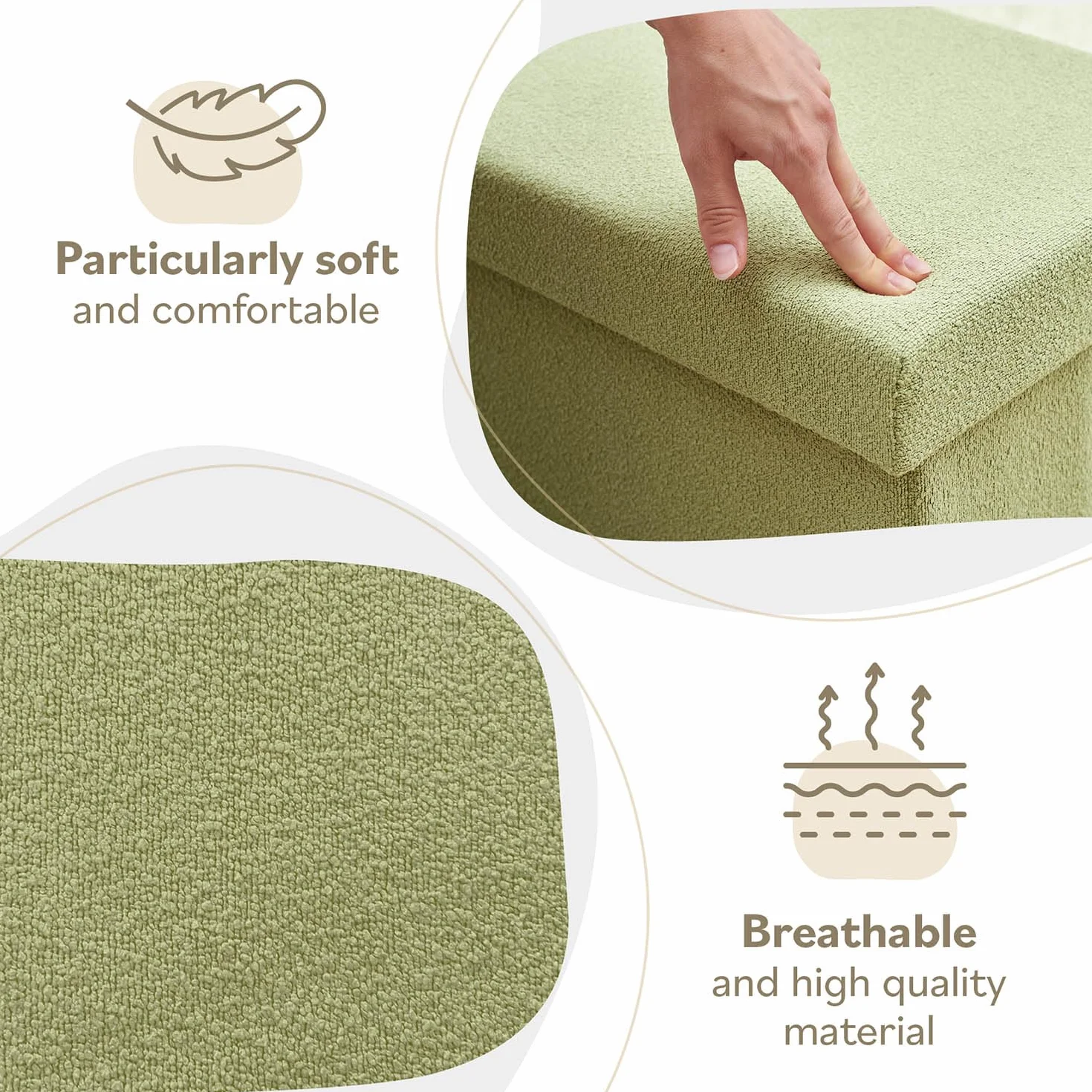 Banco con almacenaje y caja extra, baúl con asiento para dormitorio, organizador para juguetes 76x38 cm Verde