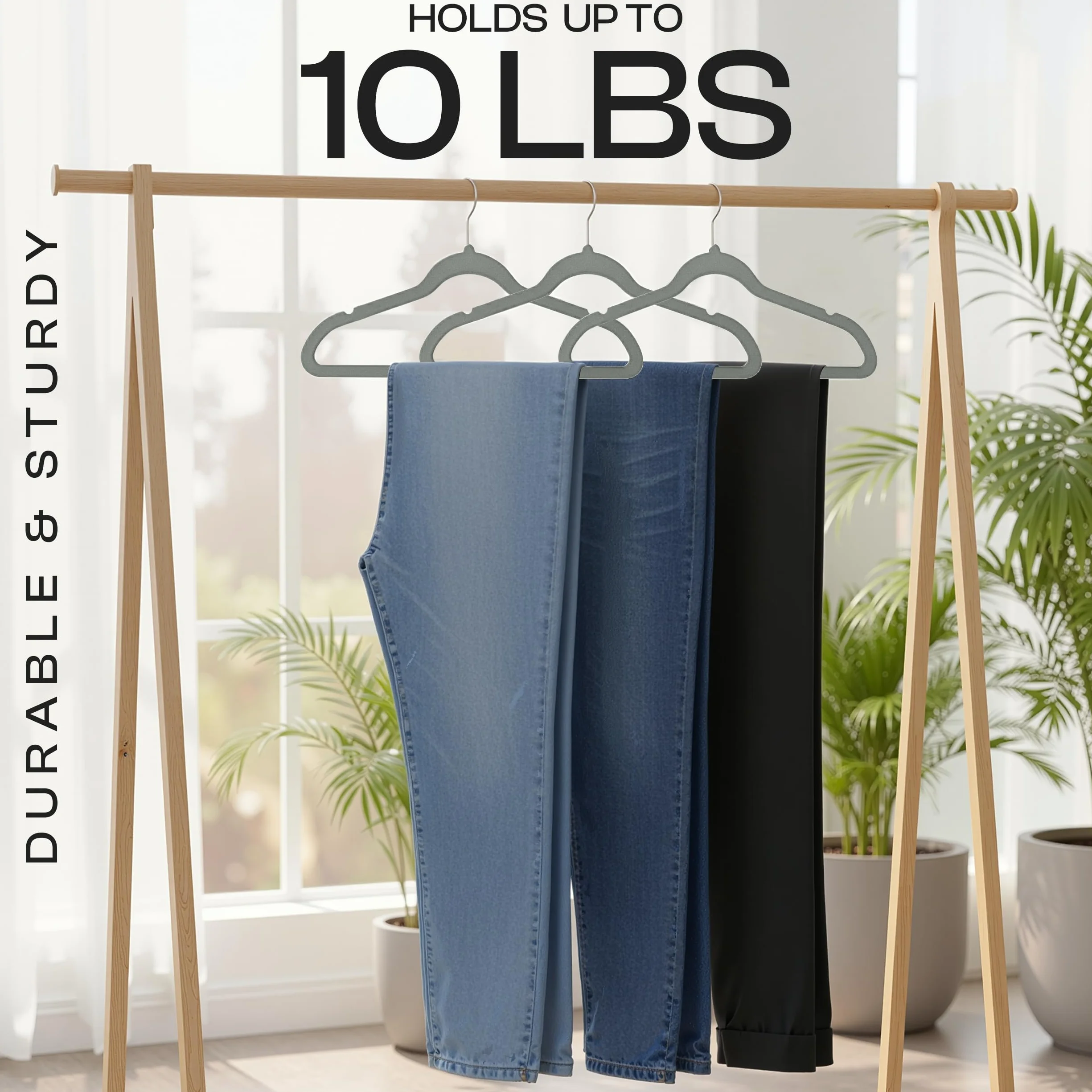 Utopia Home Premium Perchas de Terciopelo Antideslizantes, Duraderas Perchas Negras con Gancho Giratorio de 360 Grados Percha de Gran Resistencia (Gris, Paquete de 20).